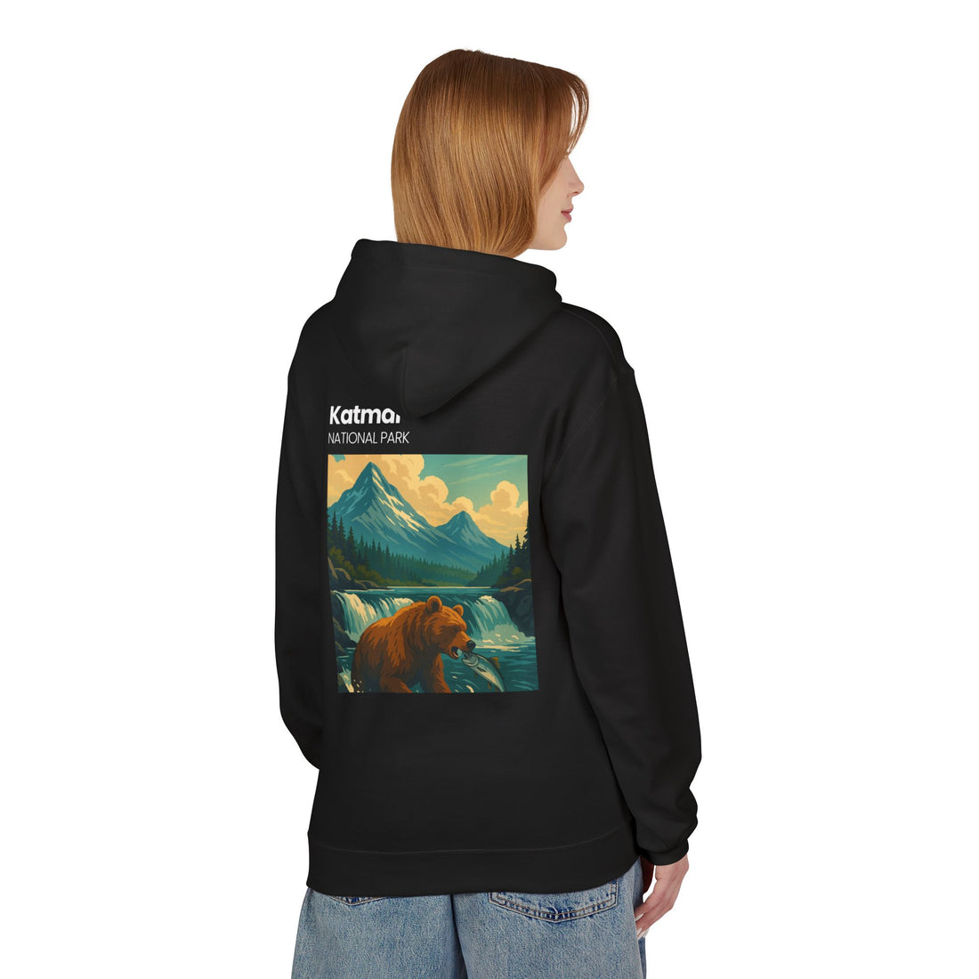 Katmai National Park Bear Hoodie | Vintage Wilderness Landscape