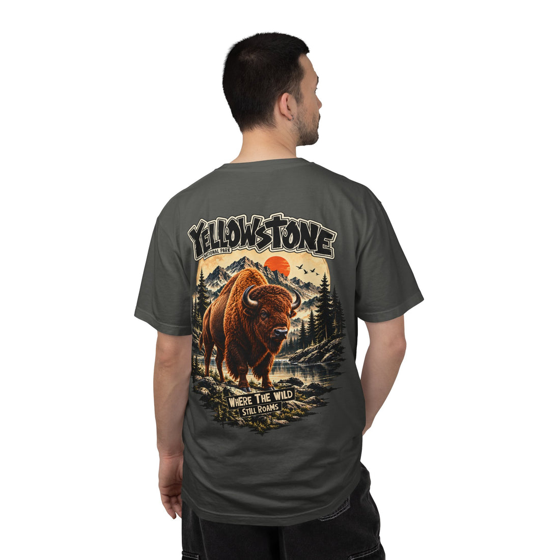 Yellowstone Bison – Where the Wild Still Roams T-Shirt Model1