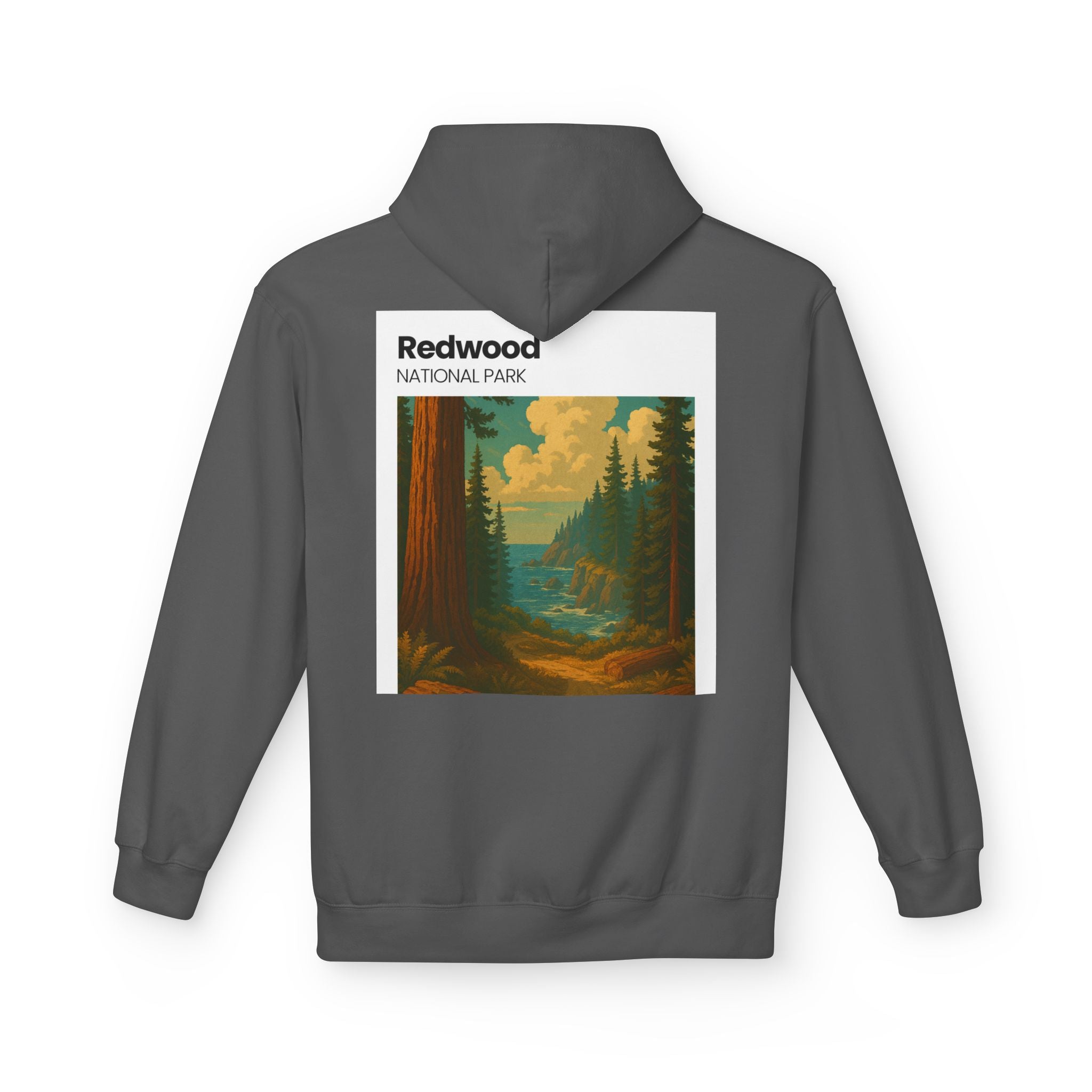 Redwood National Park vintage landscape Hoodie | forest waterfall retro travel art