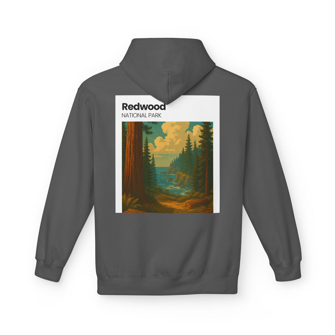 Redwood National Park vintage landscape Hoodie | forest waterfall retro travel art