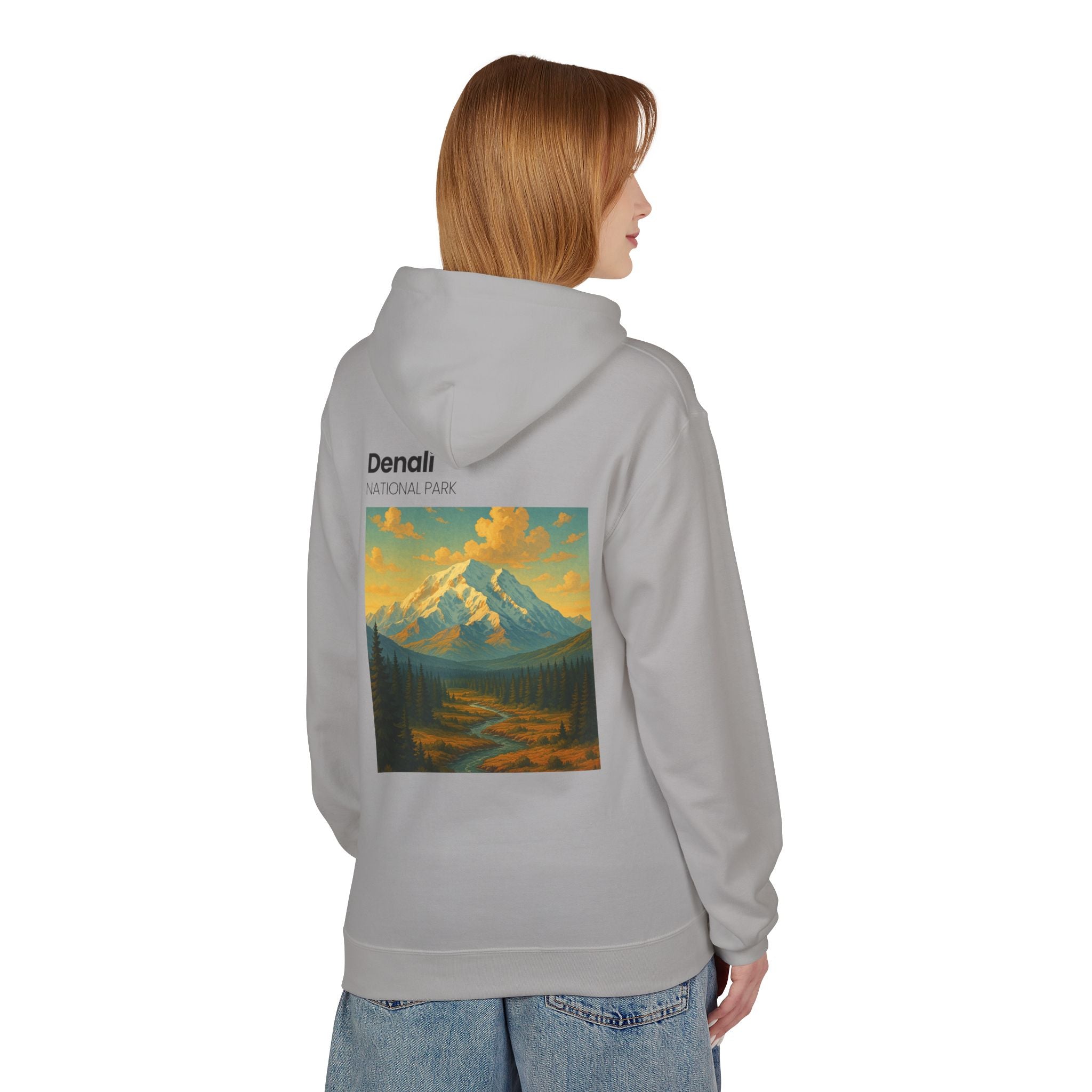 Mini Sunset Surf Patch Hoodie | Palm Tree Beach Graphic, White Chest Print