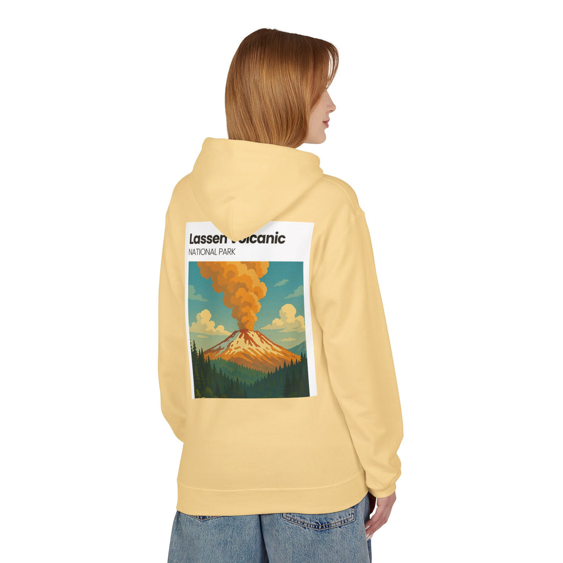 Lassen Volcanic Poster Hoodie | National Park Volcano Illustration
