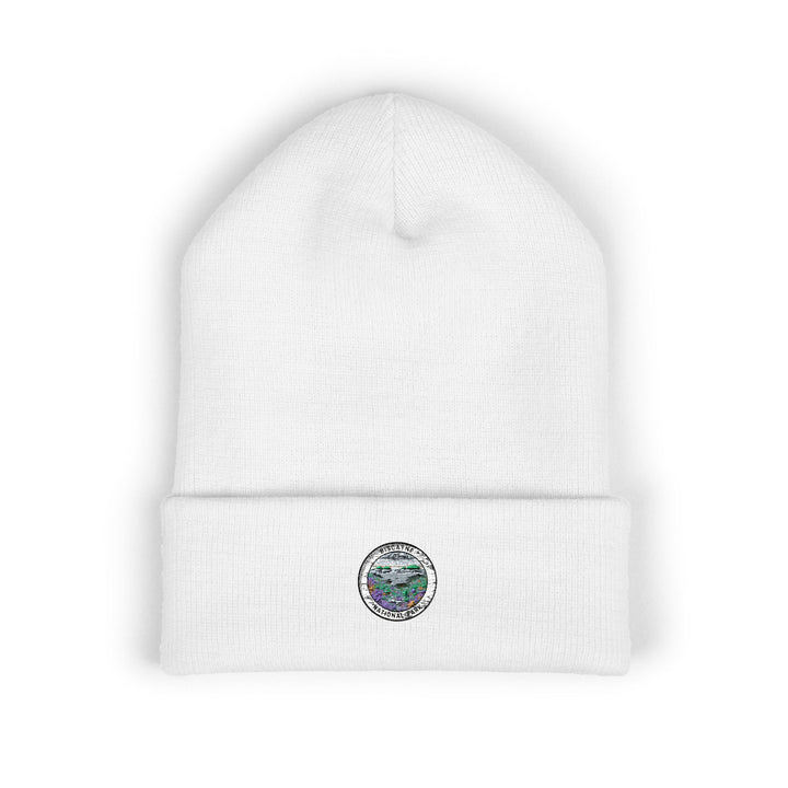 Watercolor Earth Embroidered Beanie | Cuffed Knit Hat