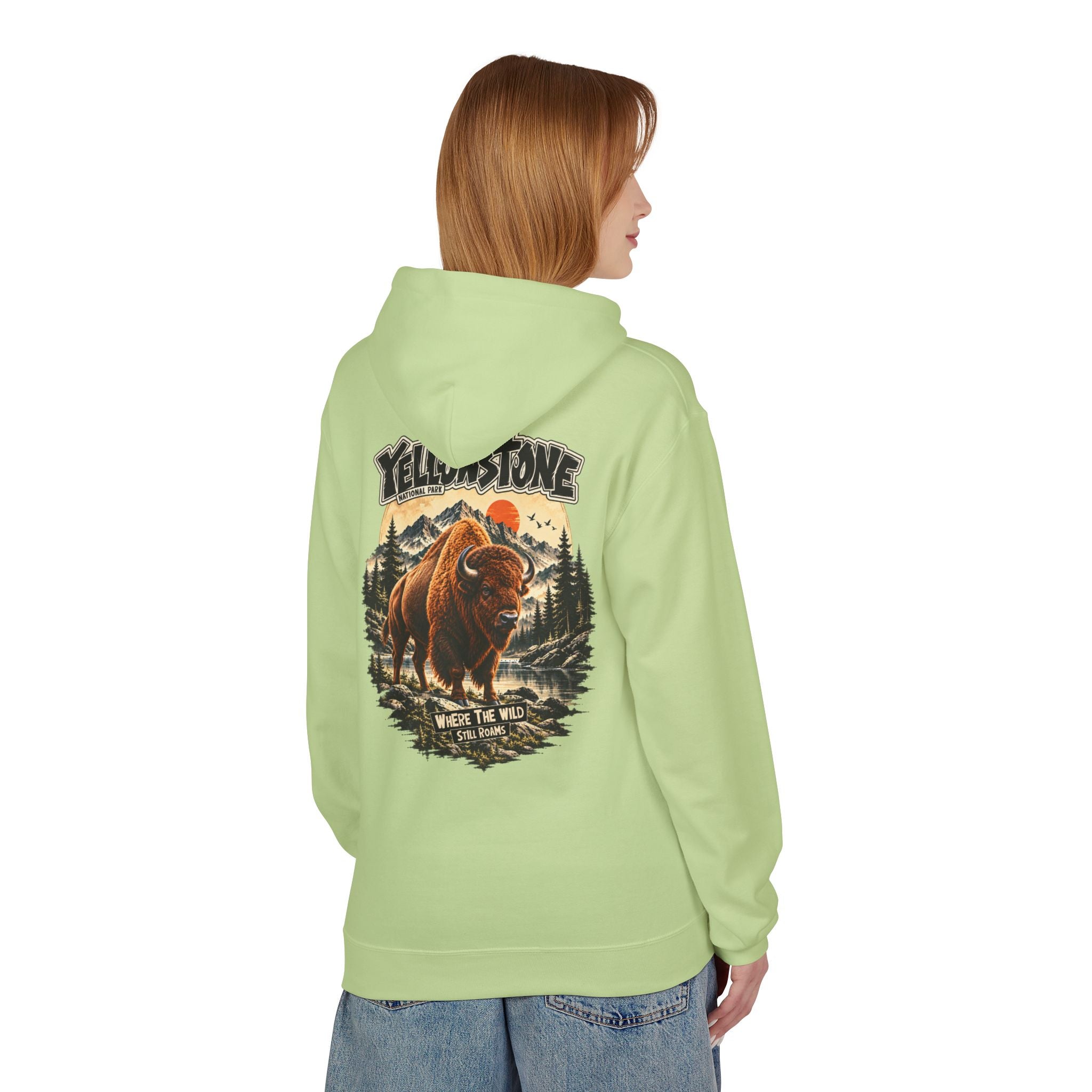 Yellowstone Bison – Where the Wild Still Roams Hoodie Model2