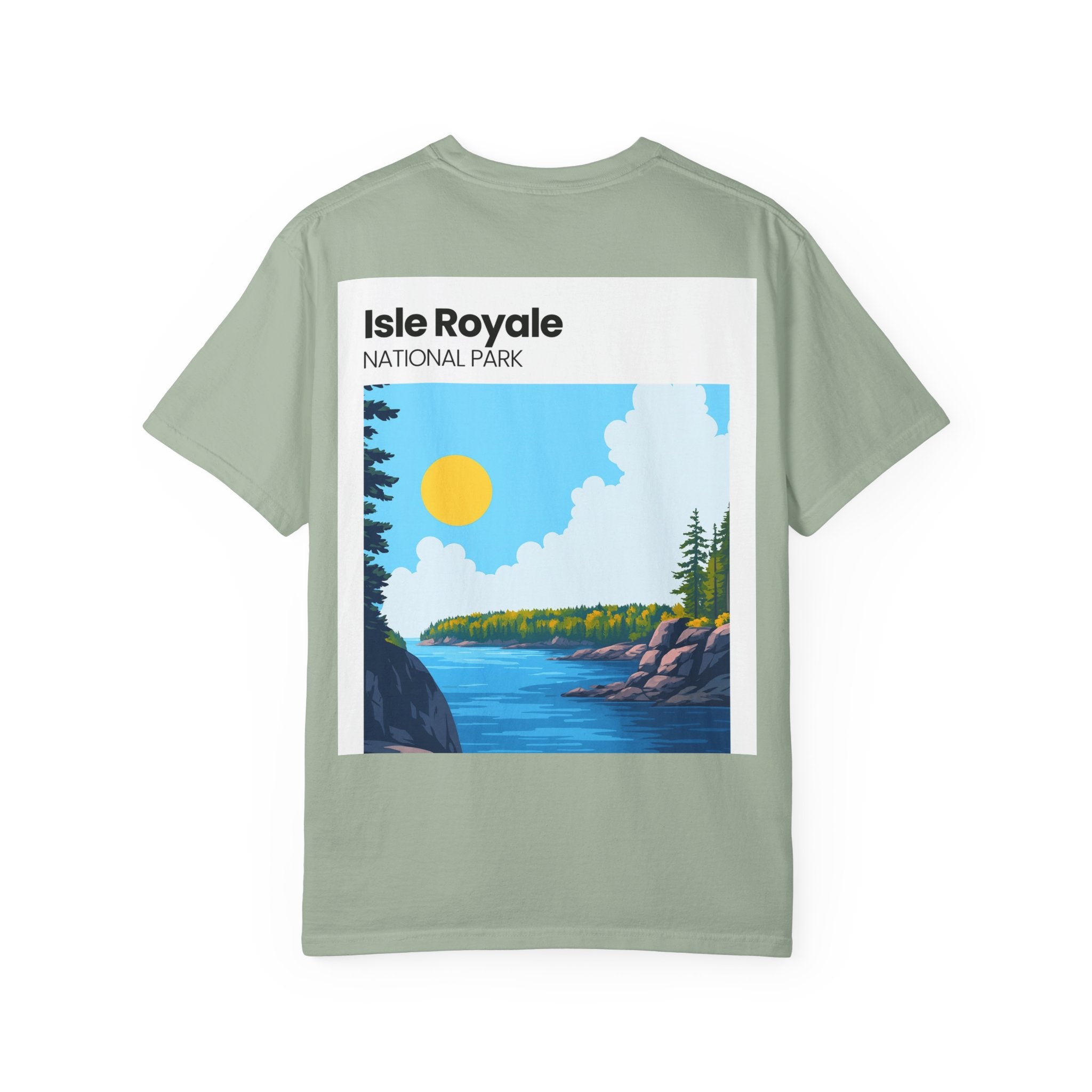 Isle Royale National Park Illustration T-shirt | Scenic Lake Sunrise Tee