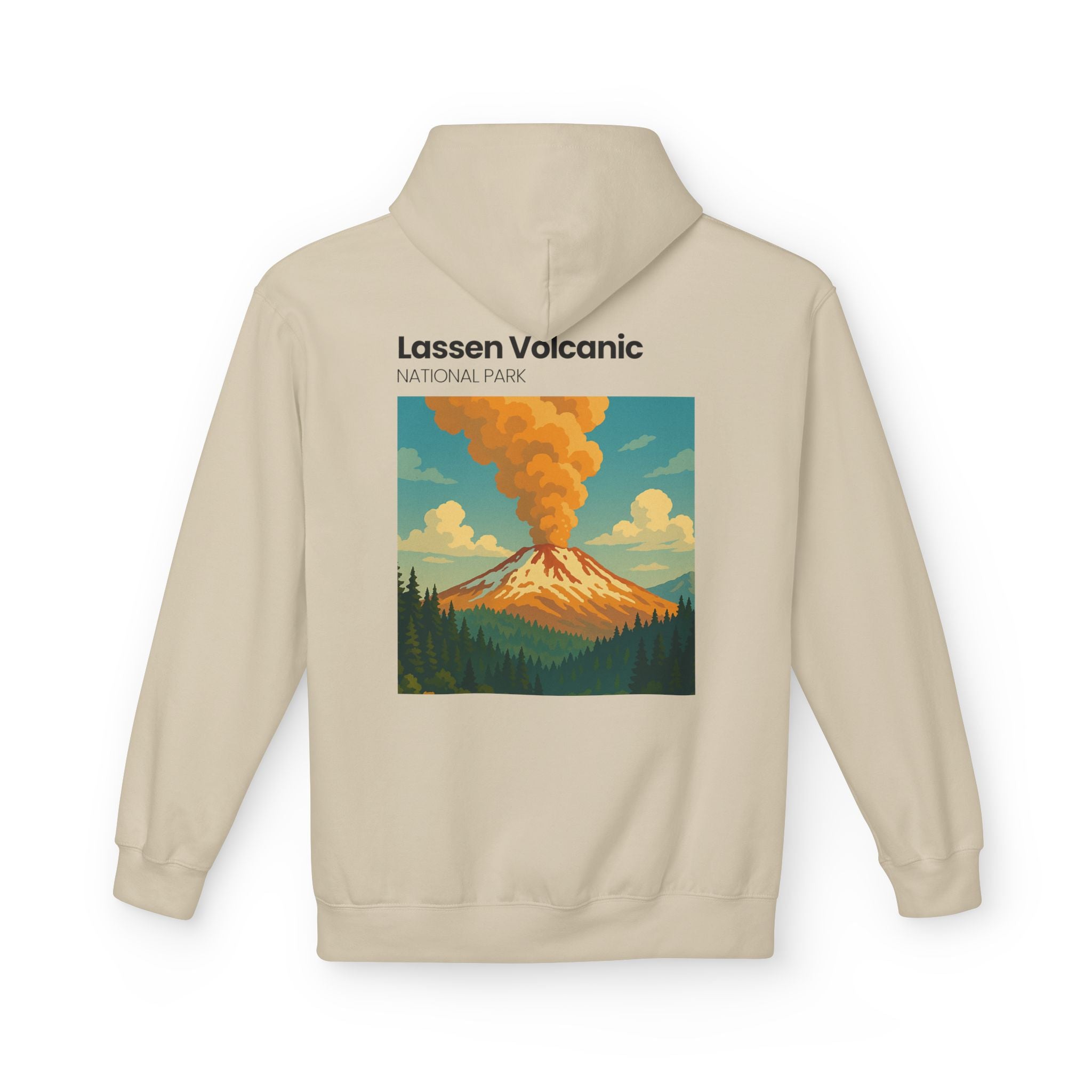 Lassen Volcanic Poster Hoodie | National Park Volcano Illustration