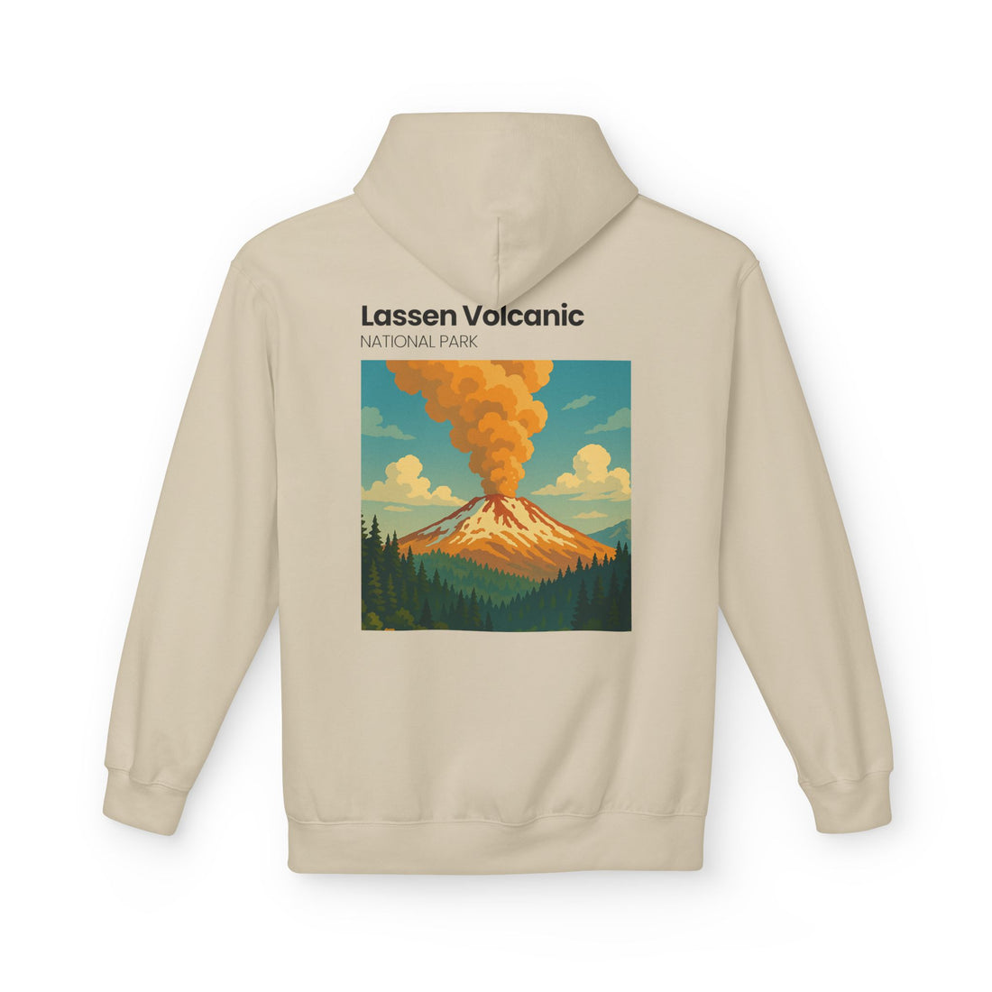 Lassen Volcanic Poster Hoodie | National Park Volcano Illustration