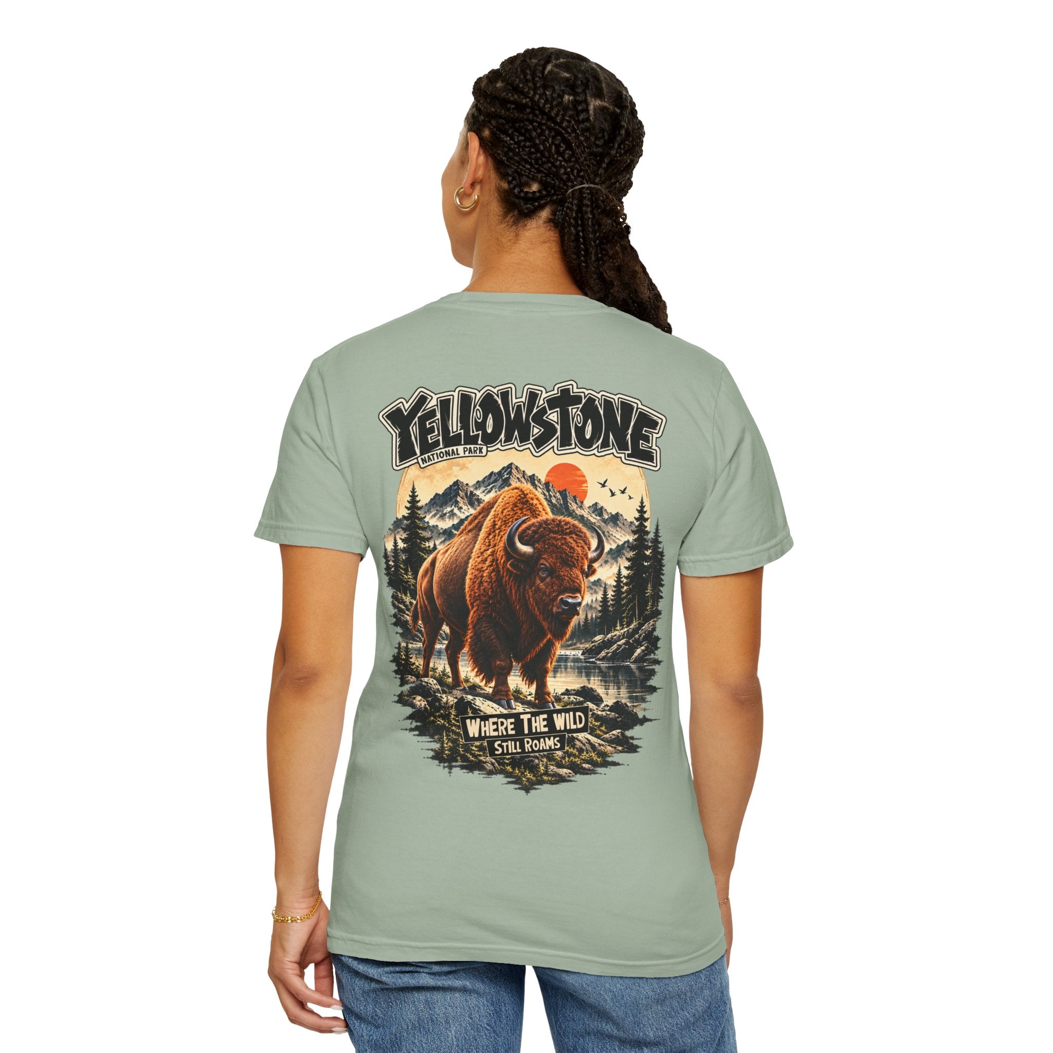 Yellowstone Bison – Where the Wild Still Roams T-Shirt Model1