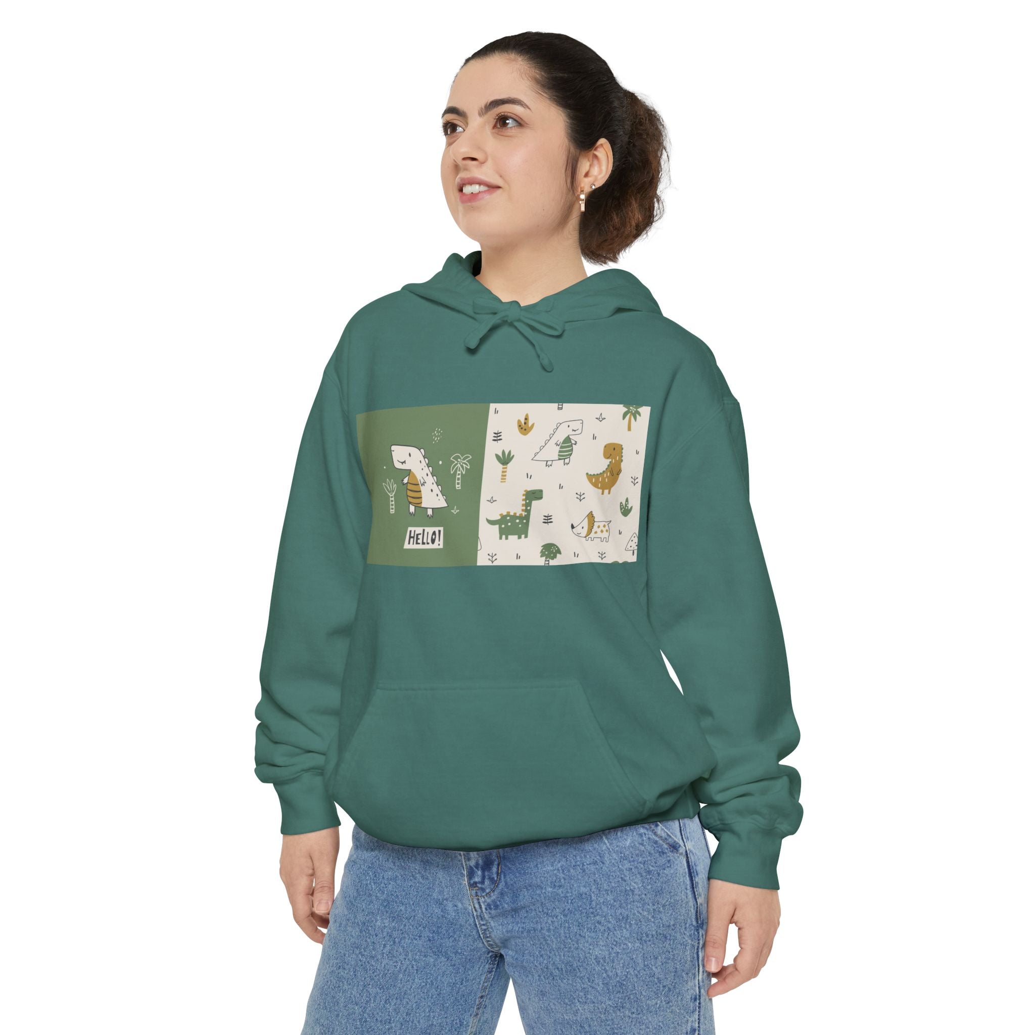 Whimsical Animal Design Hoodie - Cozy Unisex Garment-Dyed Apparel