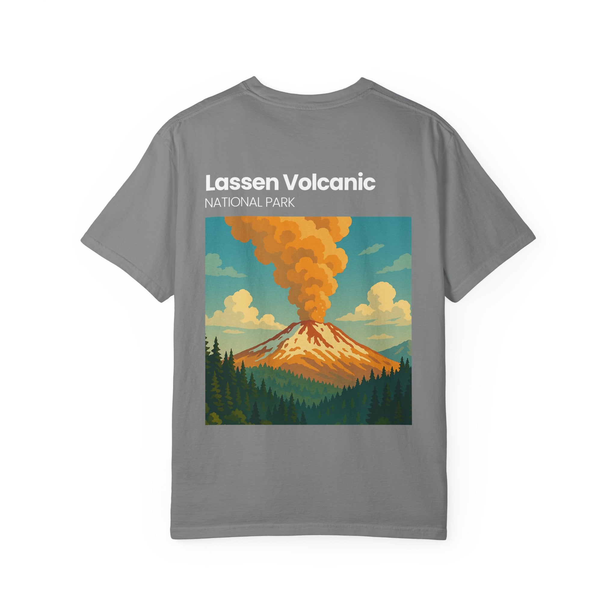 Lassen Volcanic Poster Art T-Shirt | Mountain Eruption Design