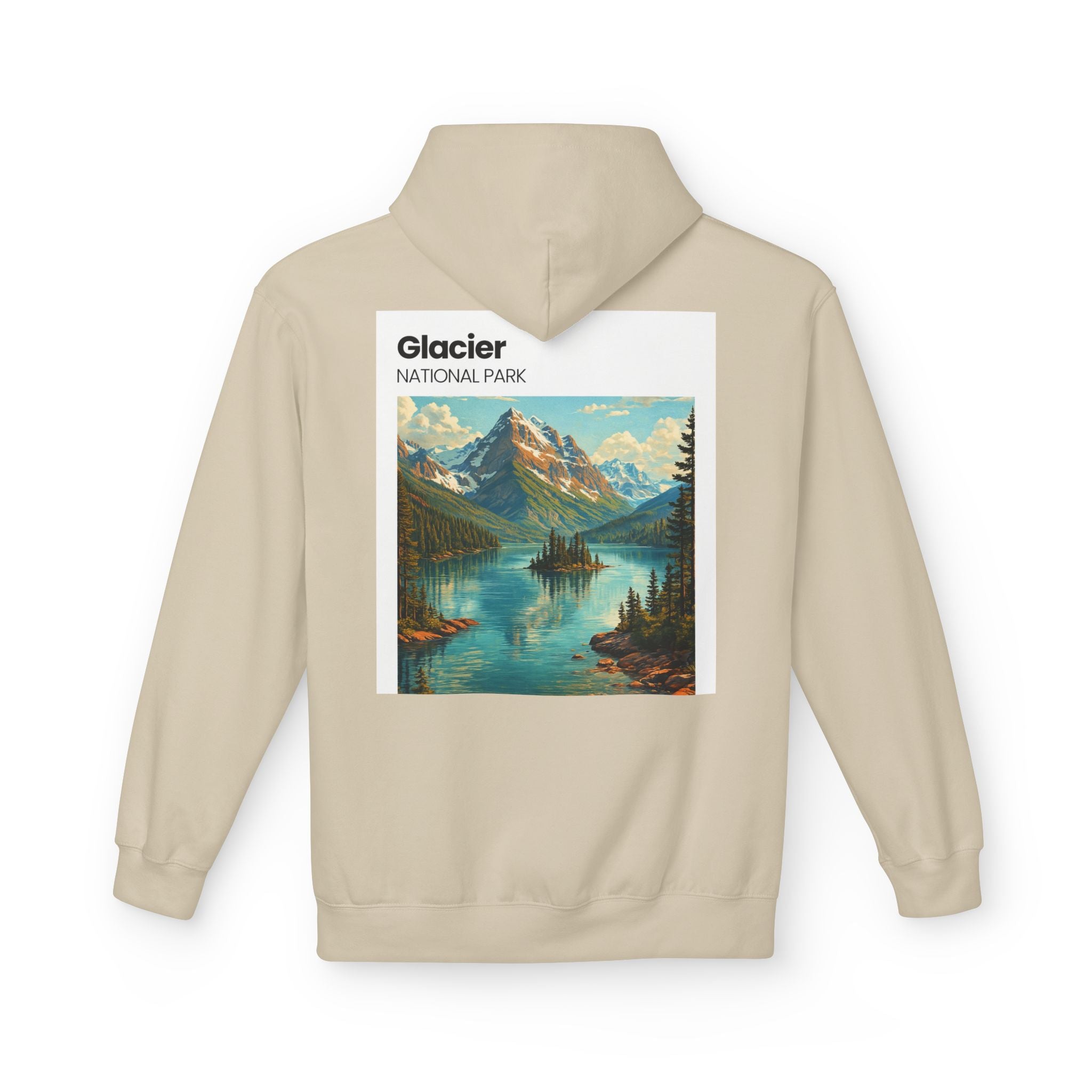 Glacier National Park landscape Hoodie | Retro mountain lake design