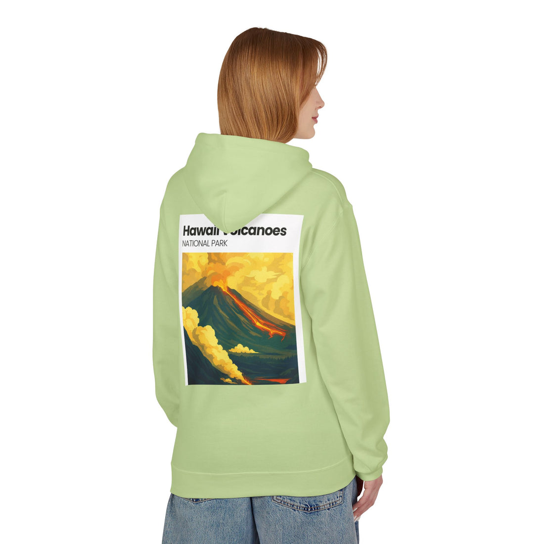 Hawaii Volcanoes National Park Volcano Illustration Hoodie | Vintage Travel Poster Style