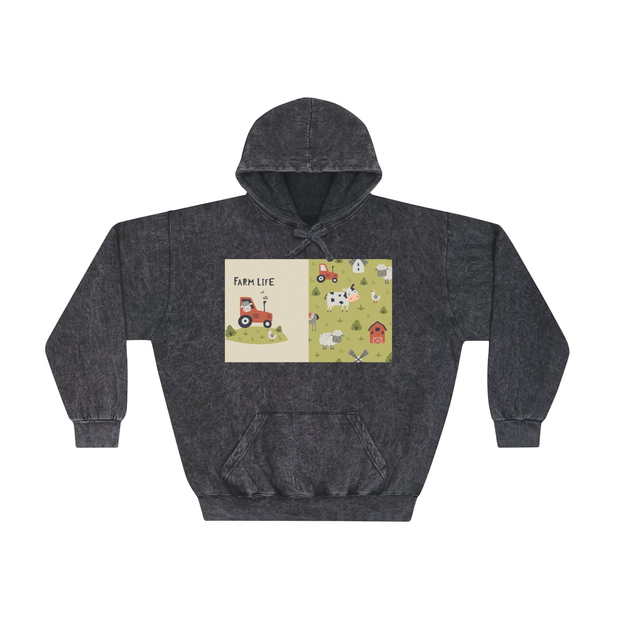 Farm Life Unisex Mineral Wash Hoodie - Cozy Farm-Themed Sweatshirt for All Seasons
