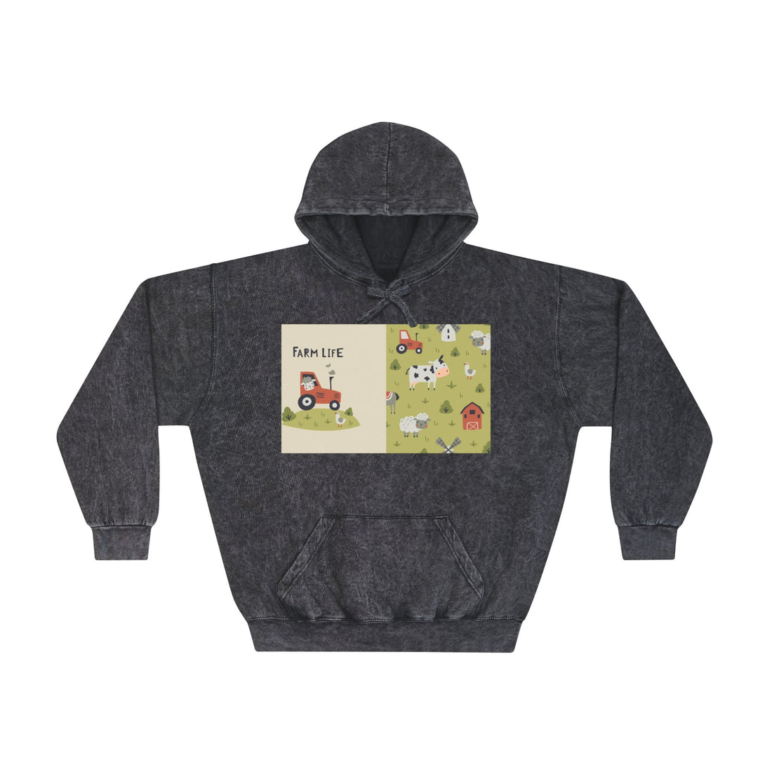 Farm Life Unisex Mineral Wash Hoodie - Cozy Farm-Themed Sweatshirt for All Seasons