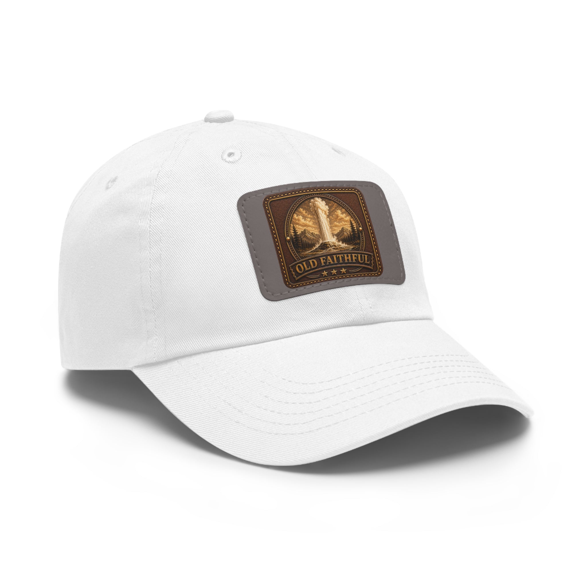 Yellowstone Old Faithful Leather Patch Dad Hat | Rectangle Patch Cap
