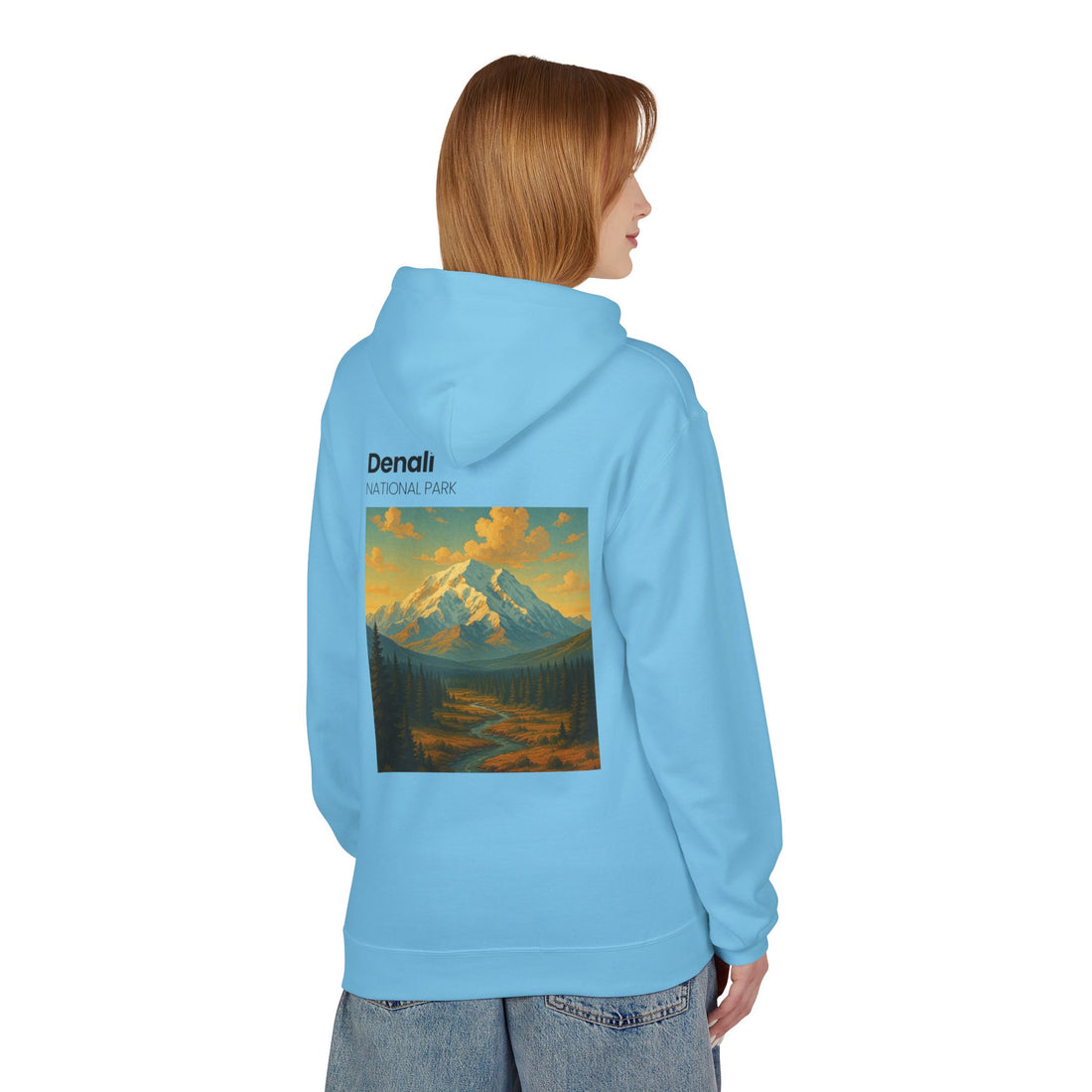 Mini Sunset Surf Patch Hoodie | Palm Tree Beach Graphic, White Chest Print