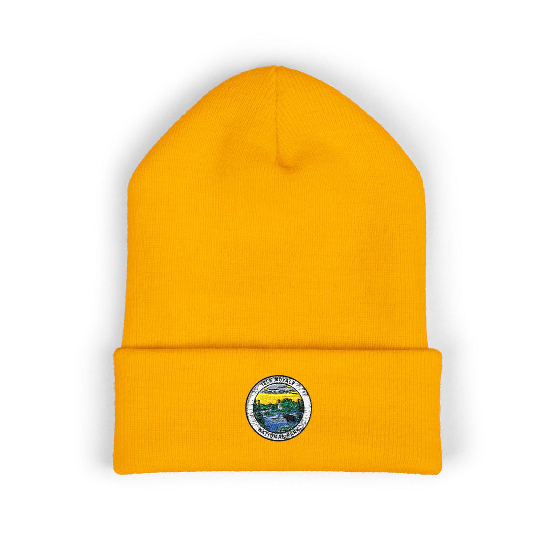 Isle Royale Mountain Lake Patch Beanie | Embroidered Cuffed Beanie