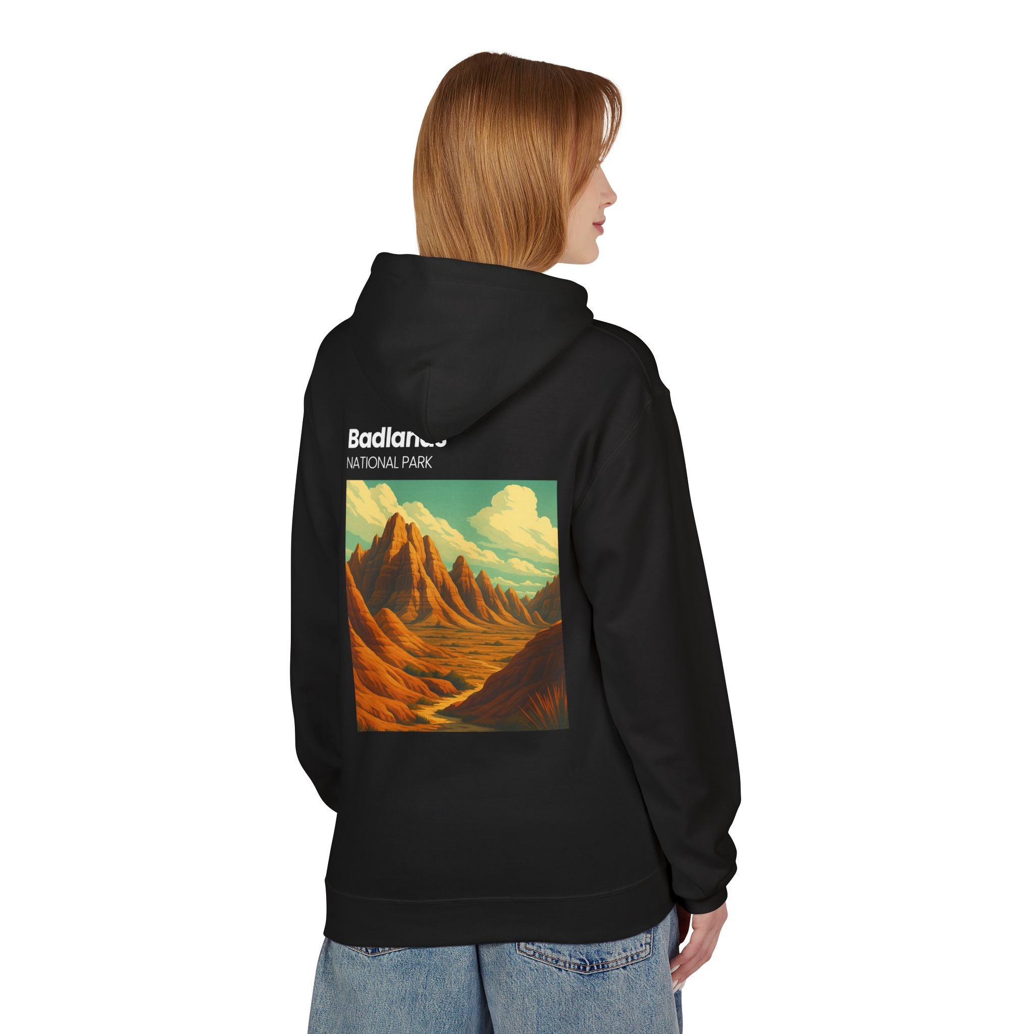 Badlands National Park landscape hoodie | vintage desert mountain art