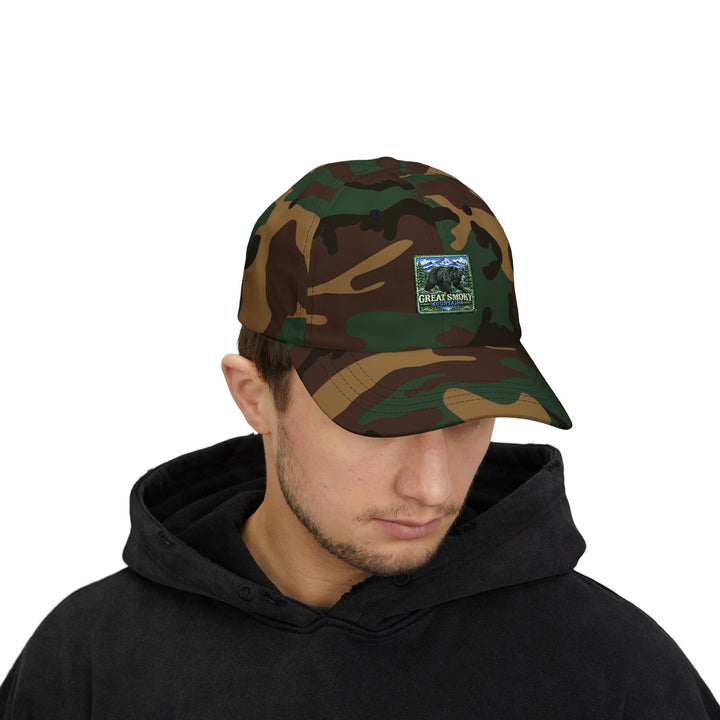 Great Smoky Mountains Black bear Square Logo Classic Dad Cap
