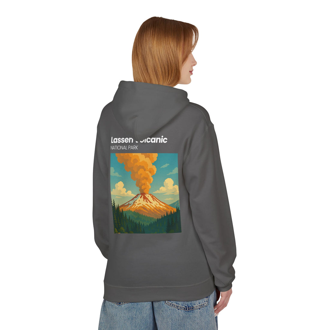 Lassen Volcanic Poster Hoodie | National Park Volcano Illustration