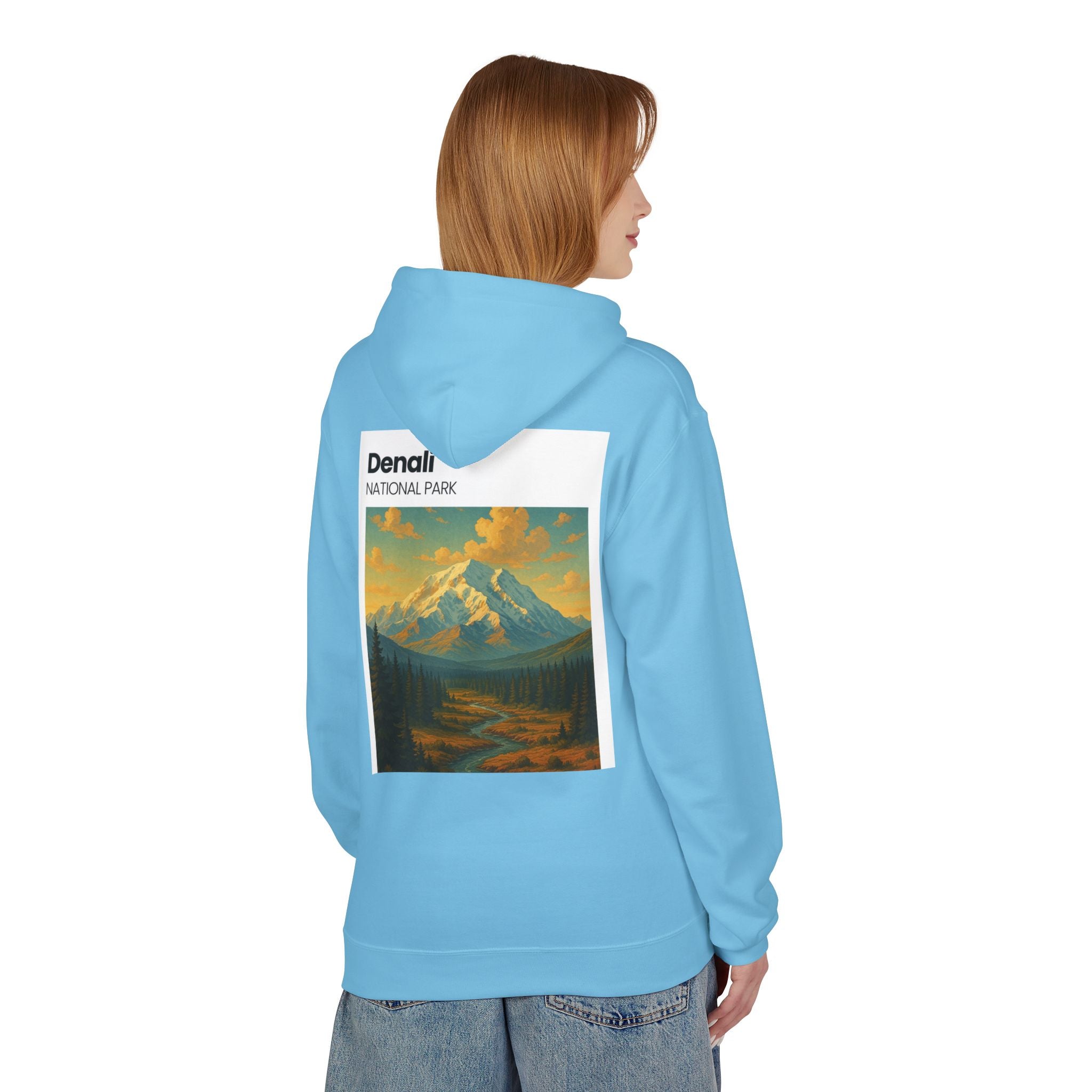 Mini Sunset Surf Patch Hoodie | Palm Tree Beach Graphic, White Chest Print