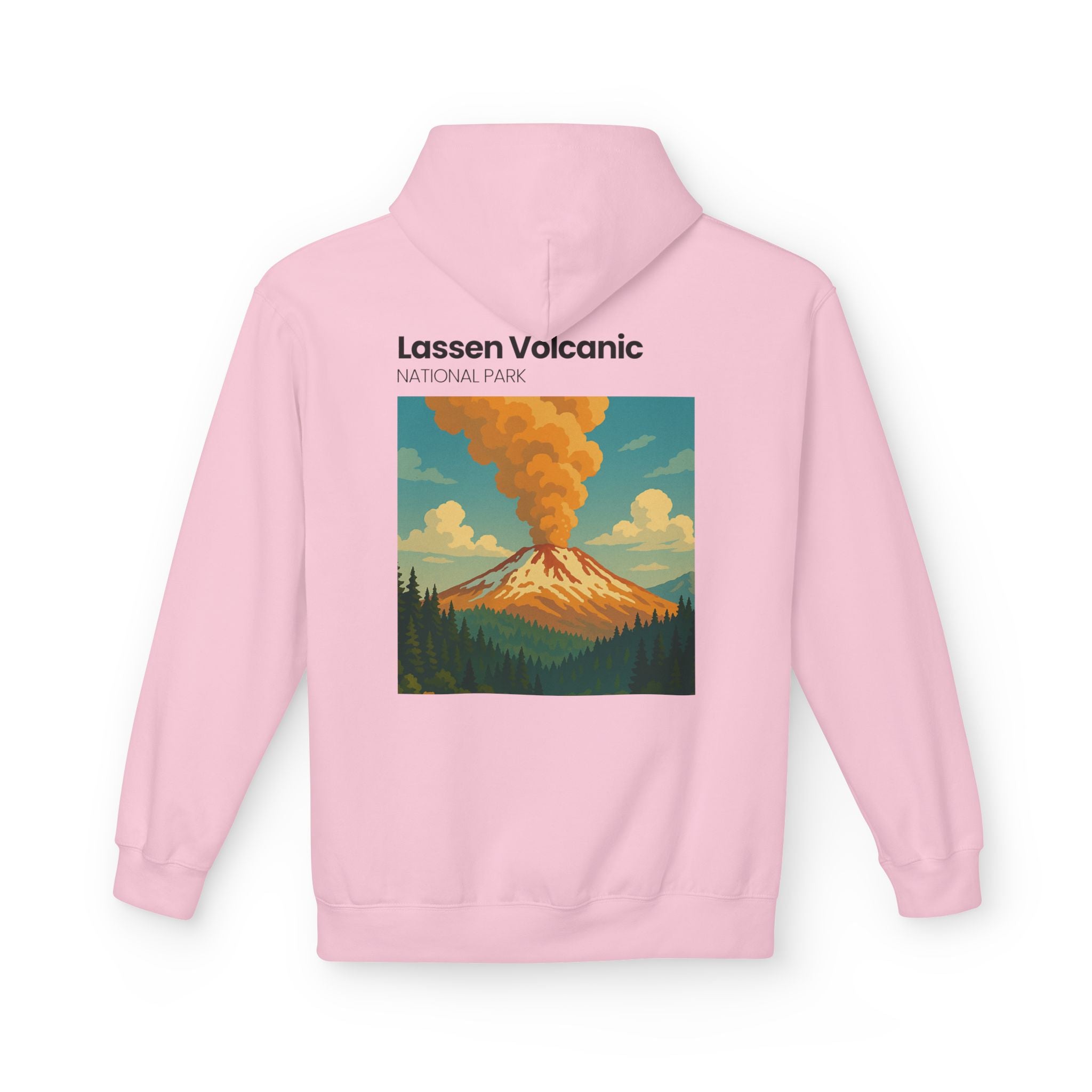 Lassen Volcanic Poster Hoodie | National Park Volcano Illustration