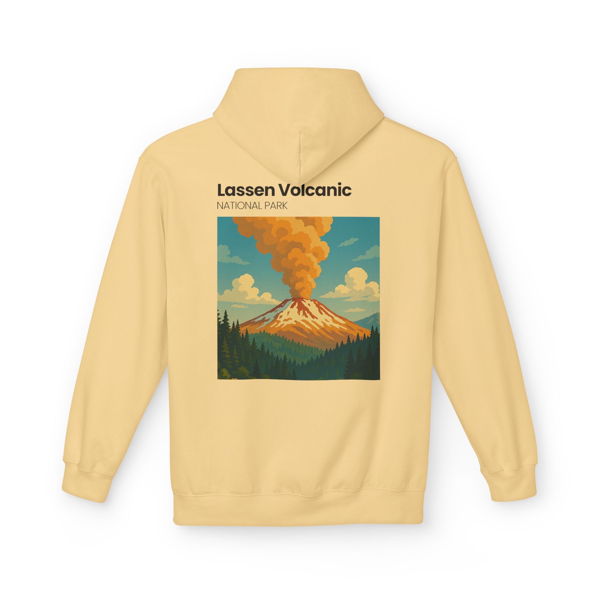 Lassen Volcanic Poster Hoodie | National Park Volcano Illustration
