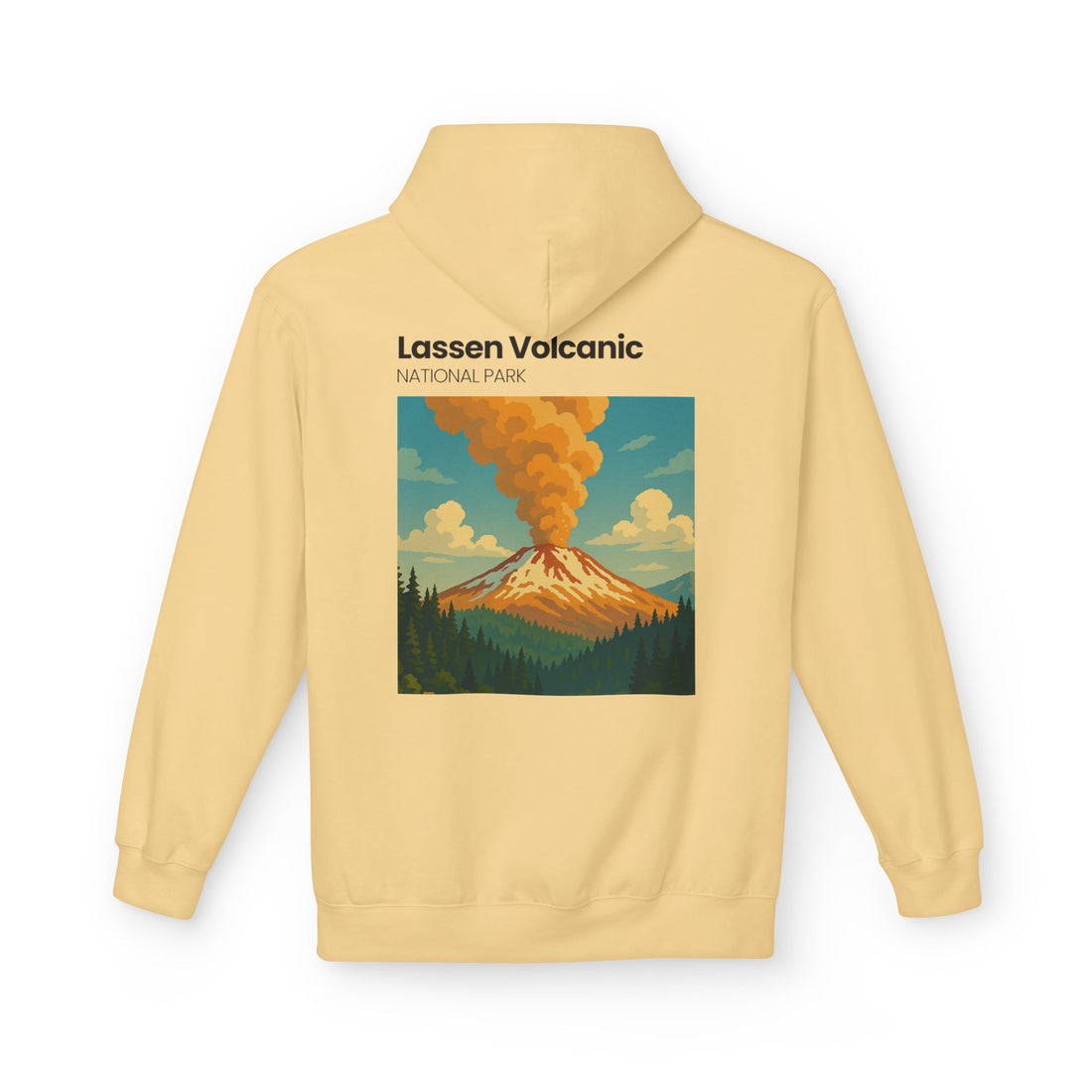 Lassen Volcanic Poster Hoodie | National Park Volcano Illustration