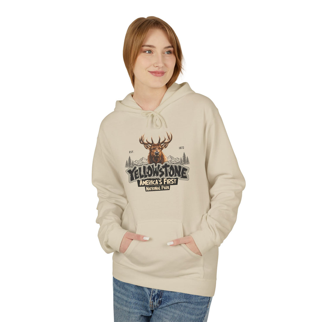 Yellowstone Elk – Where the Wild Still Roams Hoodie Model2