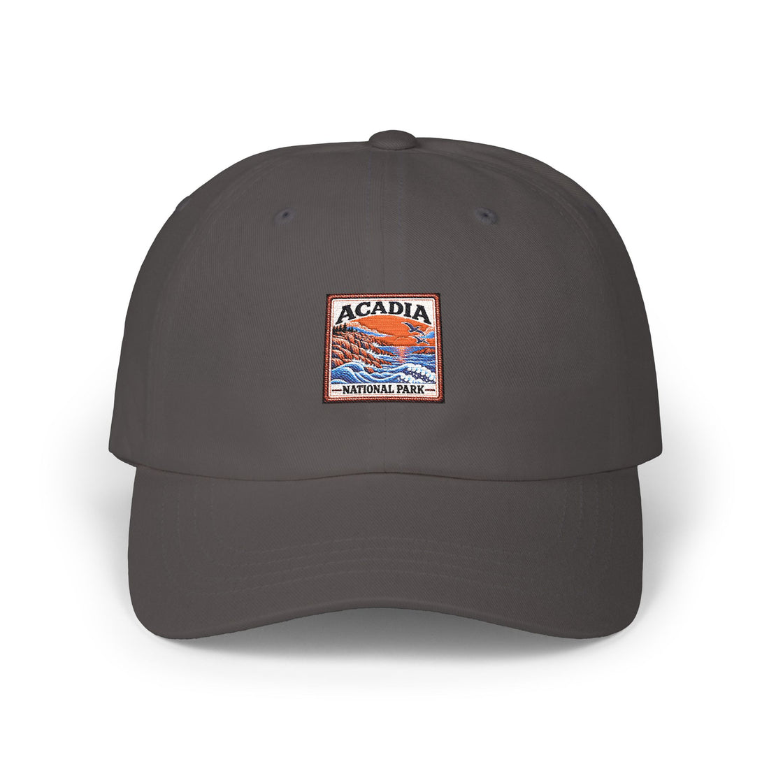Acadia National Park Rocky Coast Square Logo Dad Cap