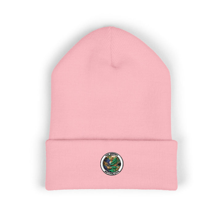 Green Earth Globe Embroidered Beanie | Eco Planet Cuff Hat