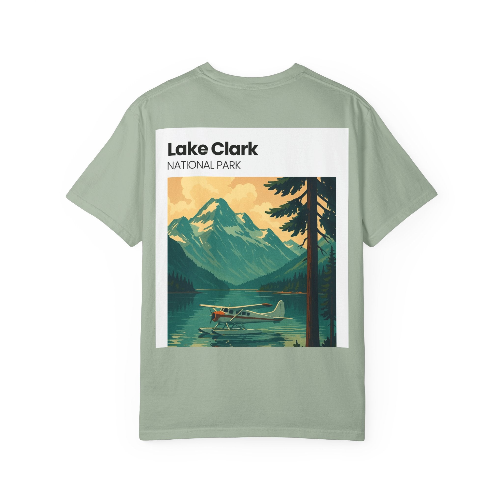 Lake Clark National Park Seaplane Graphic T-shirt | Vintage Travel Poster