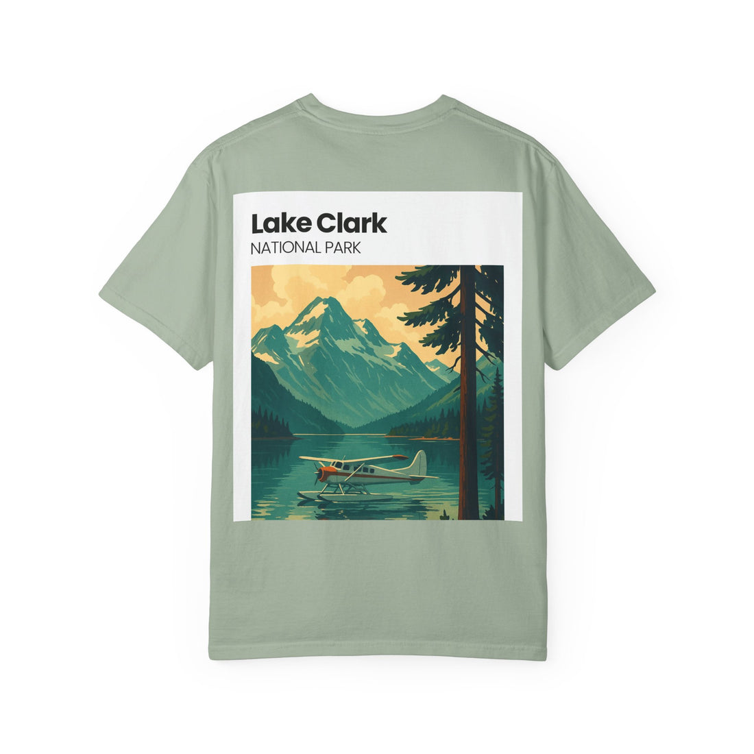 Lake Clark National Park Seaplane Graphic T-shirt | Vintage Travel Poster