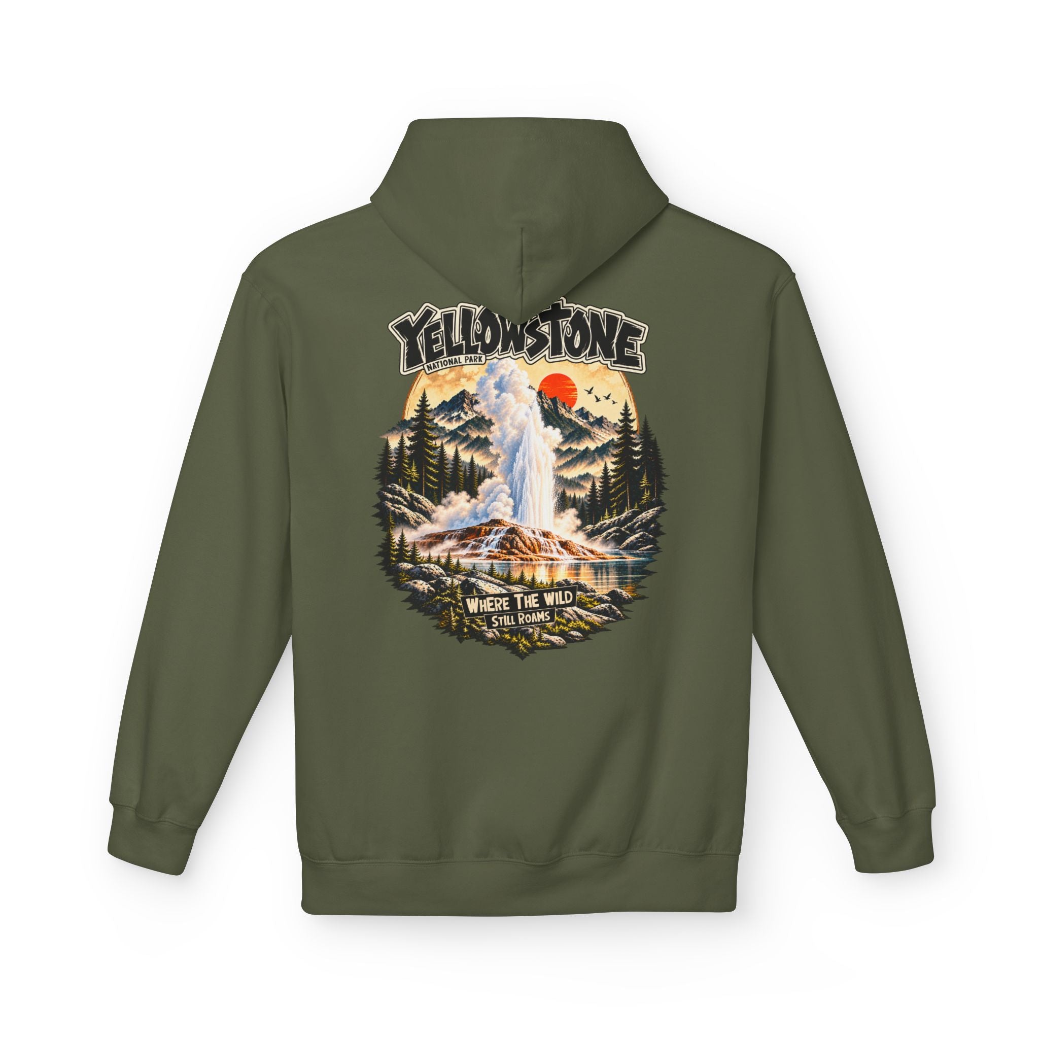 Yellowstone Old Faithful – Where the Wild Still Roams Hoodie Model2