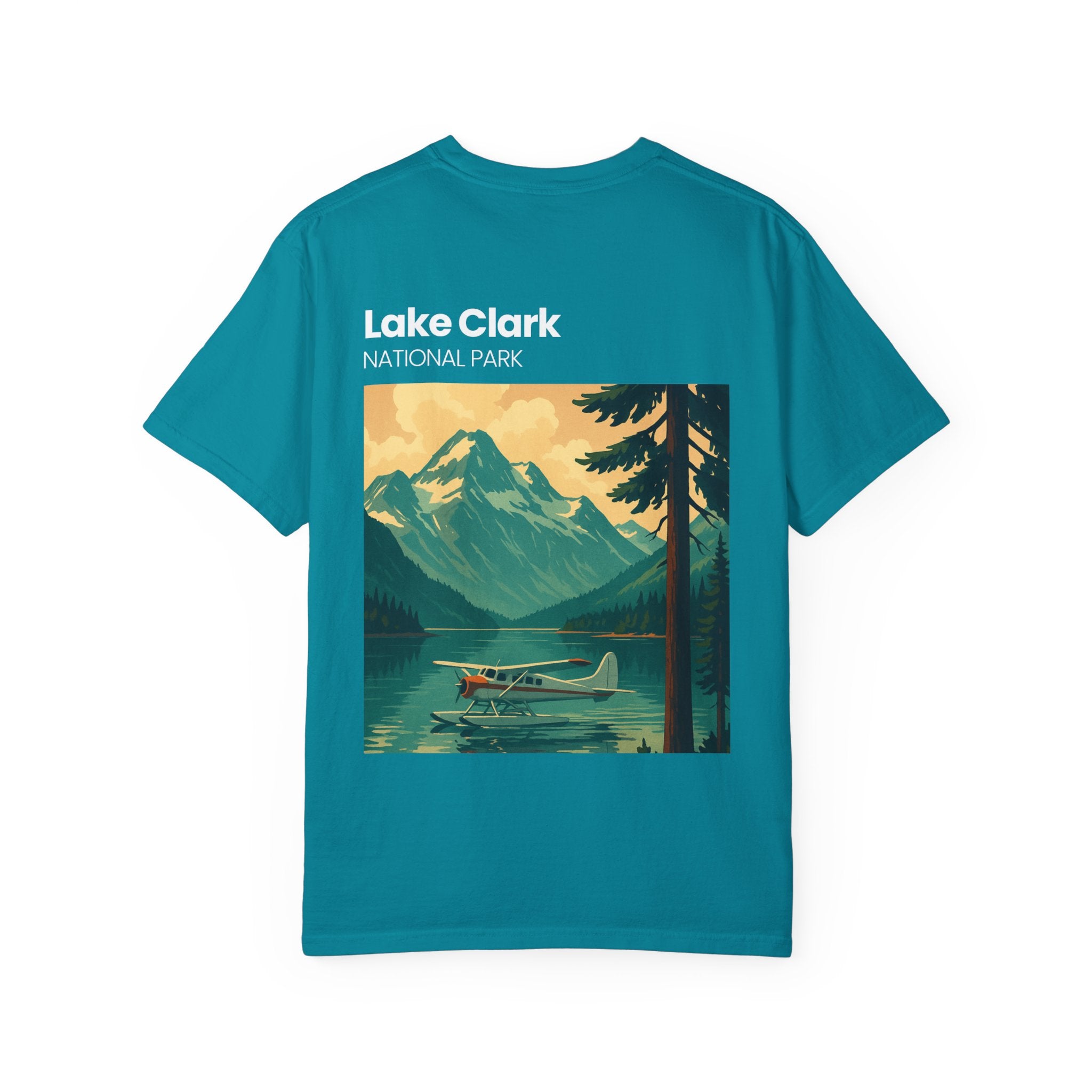 Lake Clark National Park Seaplane Graphic T-shirt | Vintage Travel Poster