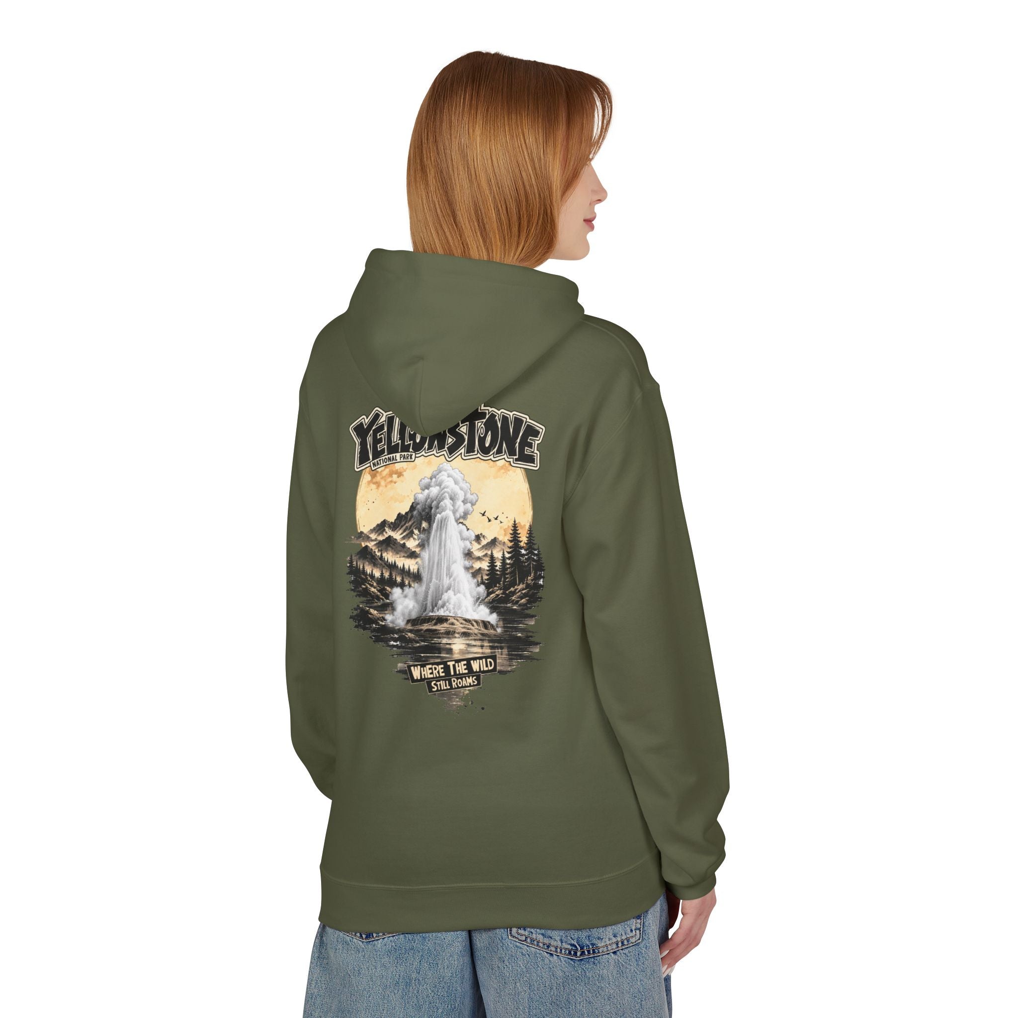 Yellowstone Old Faithful – Where the Wild Still Roams Hoodie Model1