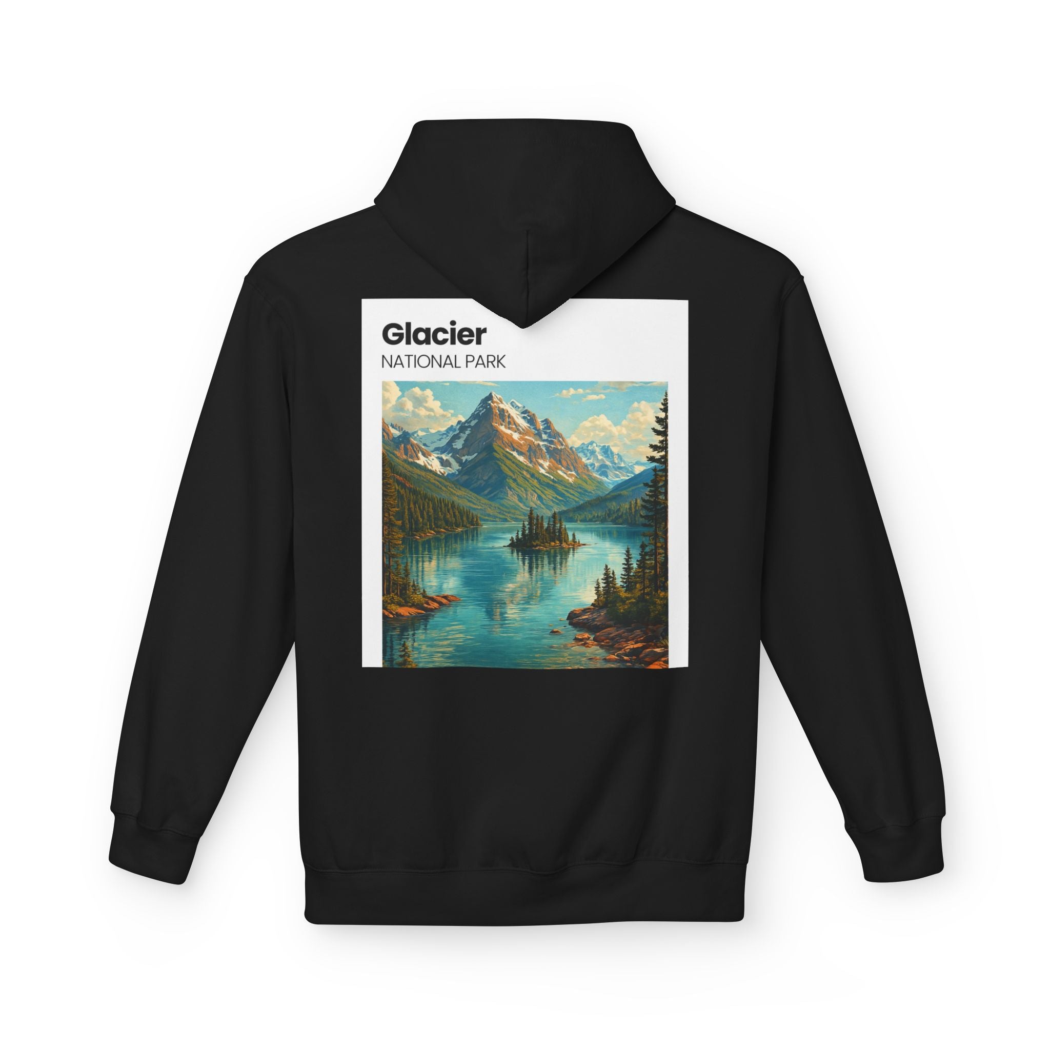 Glacier National Park landscape Hoodie | Retro mountain lake design