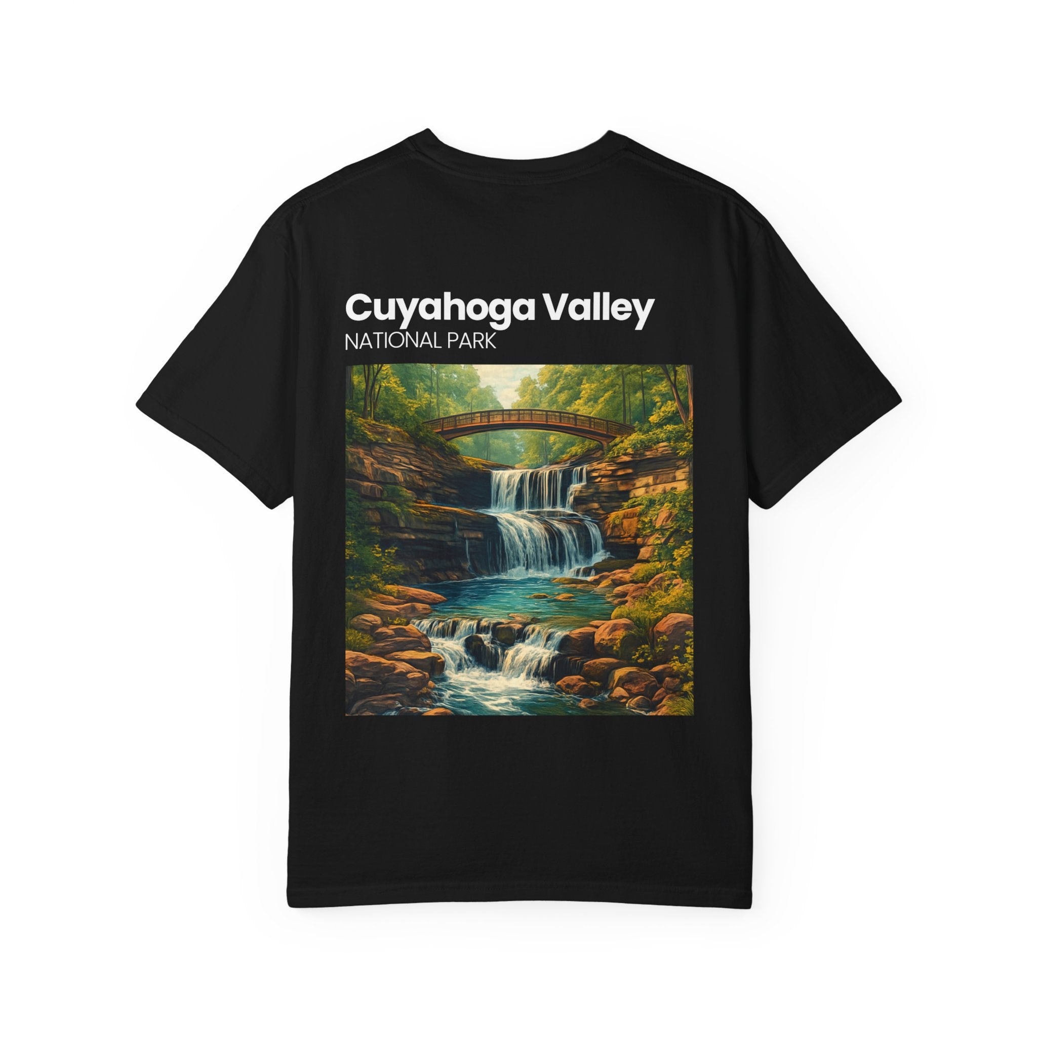 Cuyahoga Valley Waterfall Illustration T-Shirt | National Park Landscape