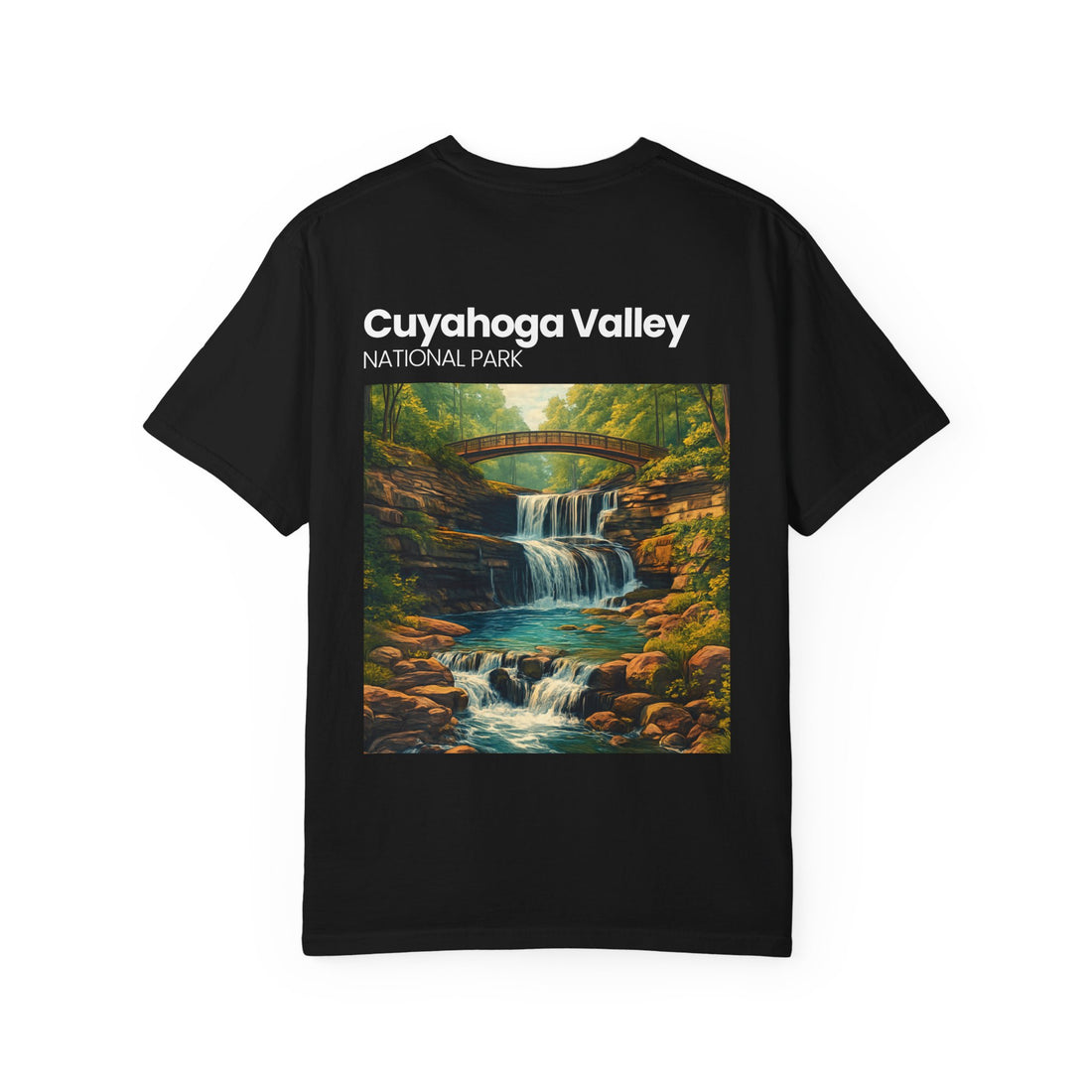 Cuyahoga Valley Waterfall Illustration T-Shirt | National Park Landscape