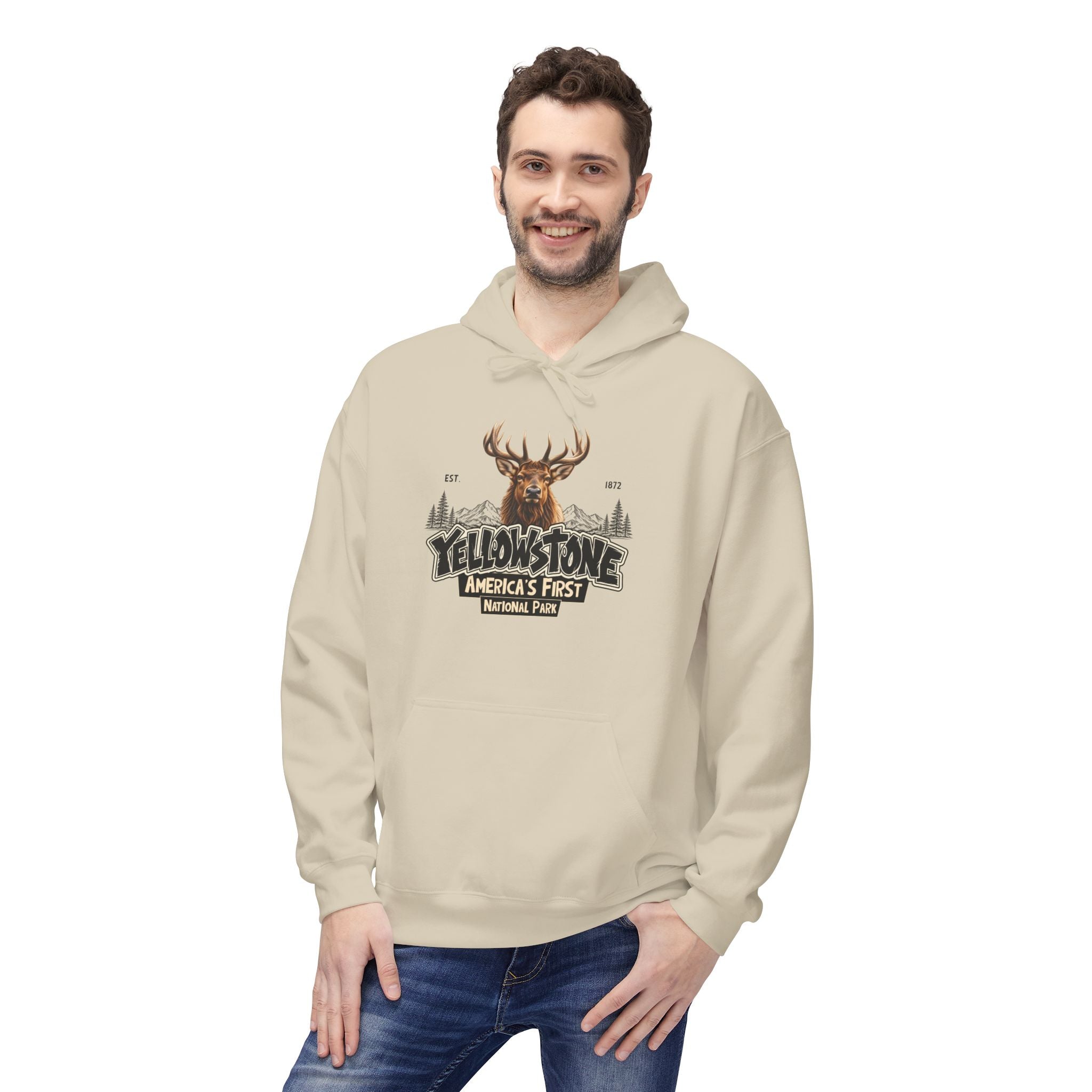 Yellowstone Elk – Where the Wild Still Roams Hoodie Model1