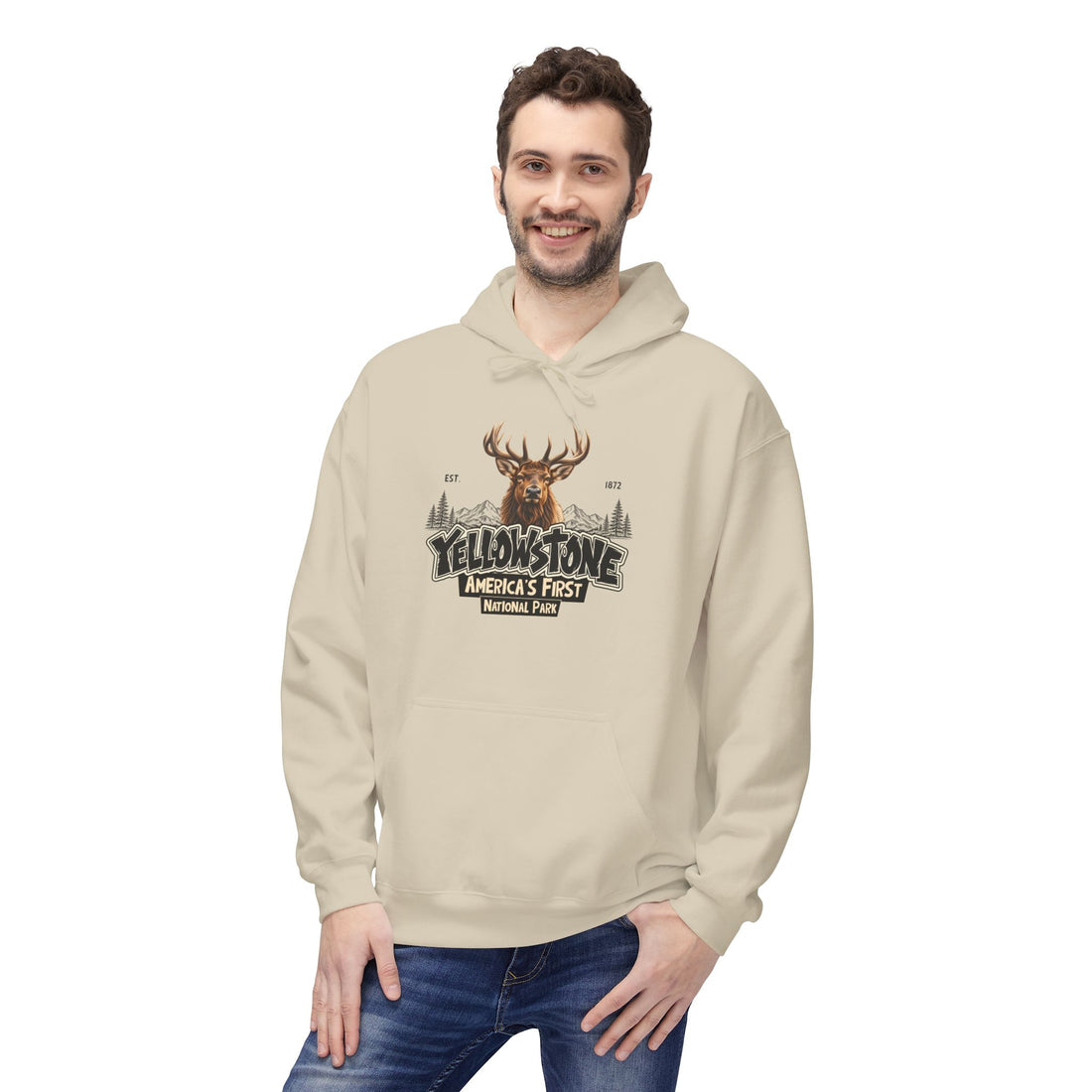 Yellowstone Elk – Where the Wild Still Roams Hoodie Model1