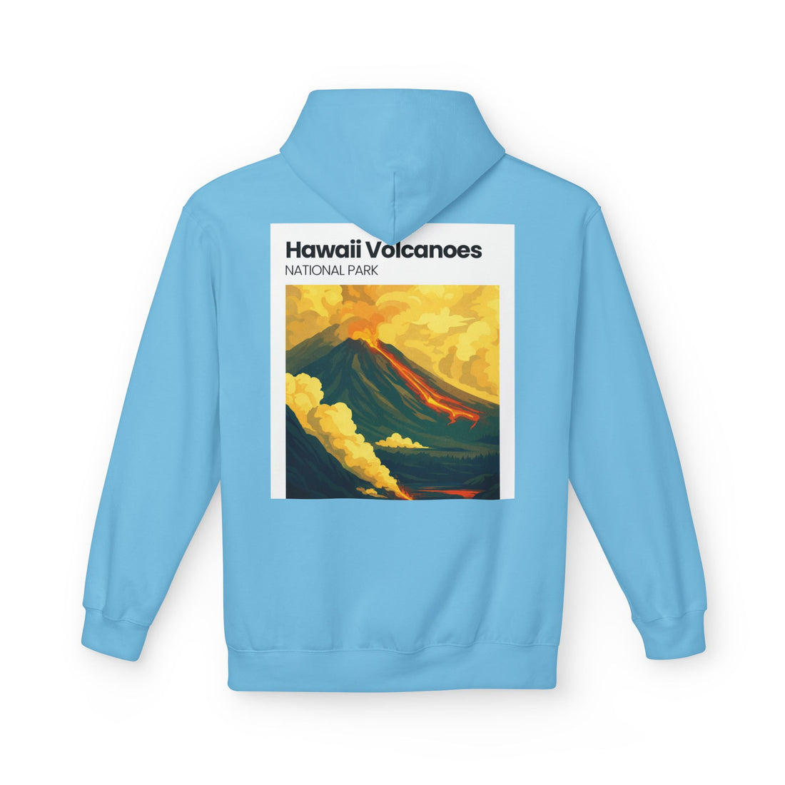 Hawaii Volcanoes National Park Volcano Illustration Hoodie | Vintage Travel Poster Style