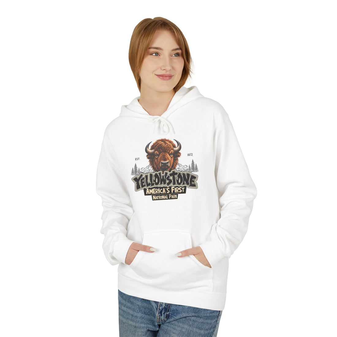 Yellowstone Bison – Where the Wild Still Roams Hoodie Model2