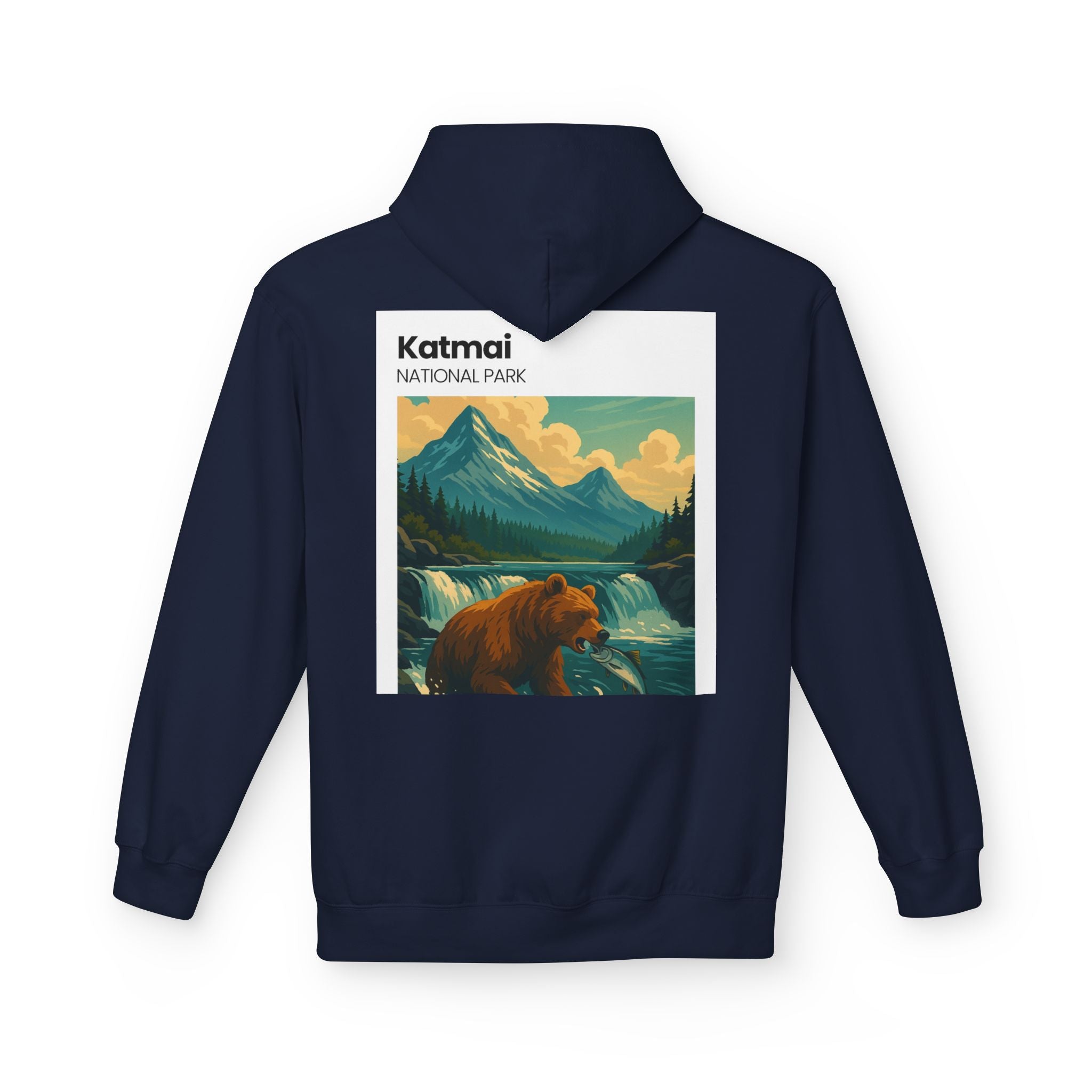 Katmai National Park Bear Hoodie | Vintage Wilderness Landscape
