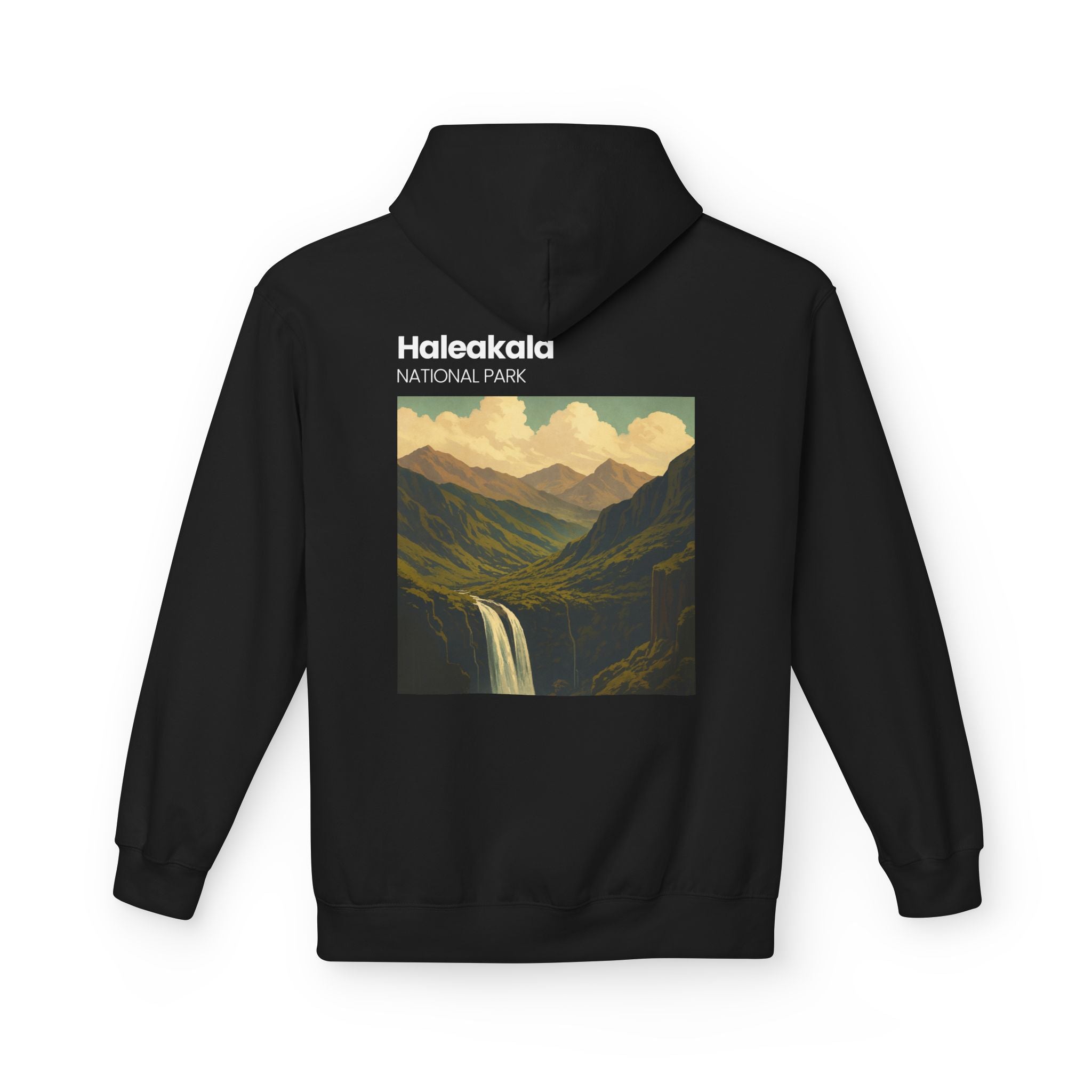 Haleakala National Park Landscape Hoodie | Vintage Mountain Waterfall