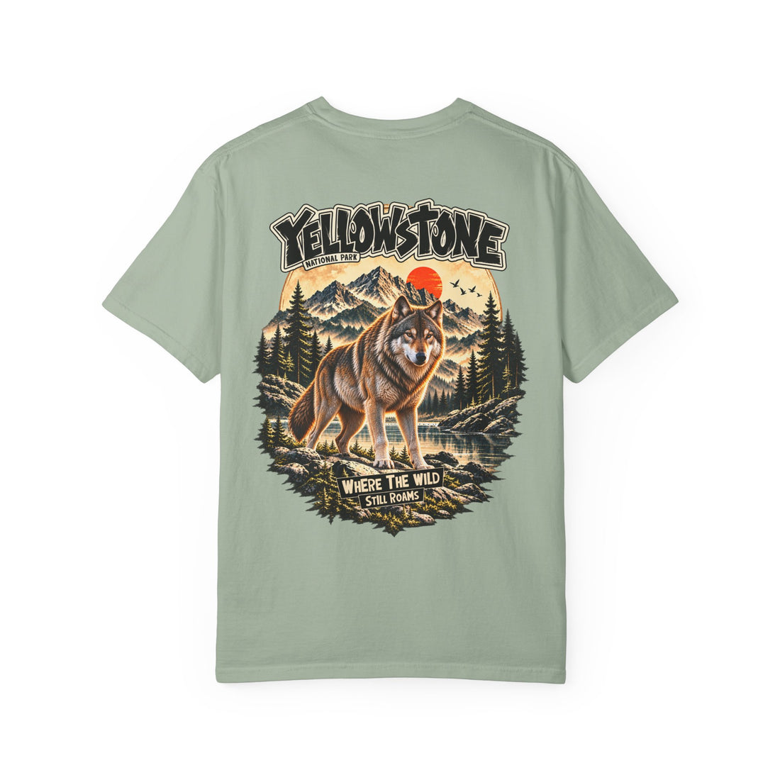 Yellowstone Wolf – Where the Wild Still Roams T-Shirt Model1