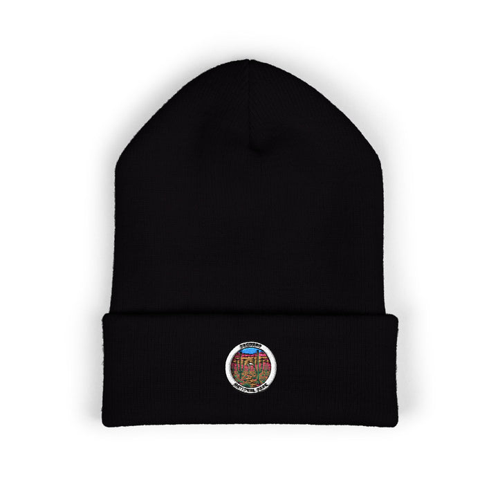 Vintage Floral Crest Beanie | Embroidered Cuffed Beanie