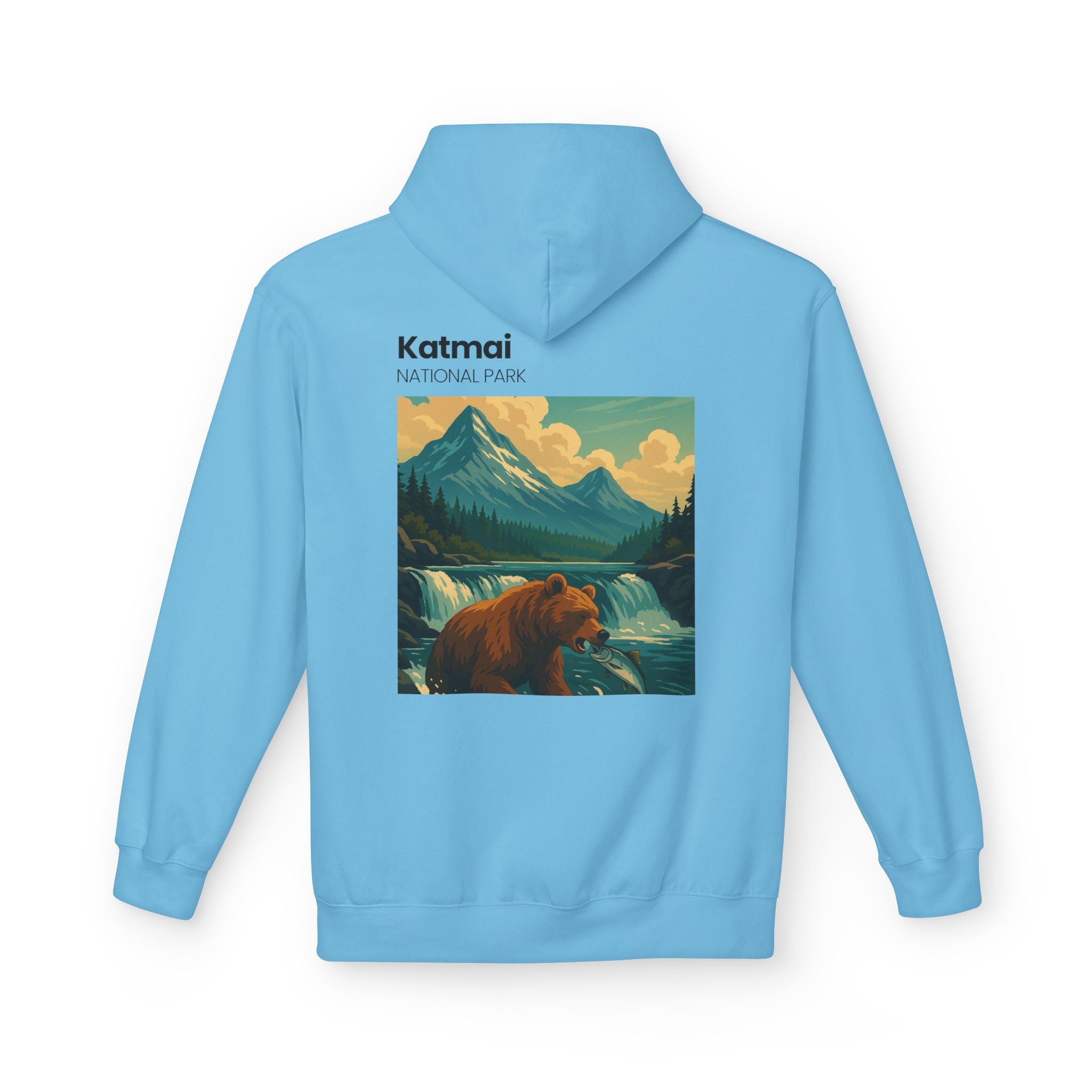 Katmai National Park Bear Hoodie | Vintage Wilderness Landscape