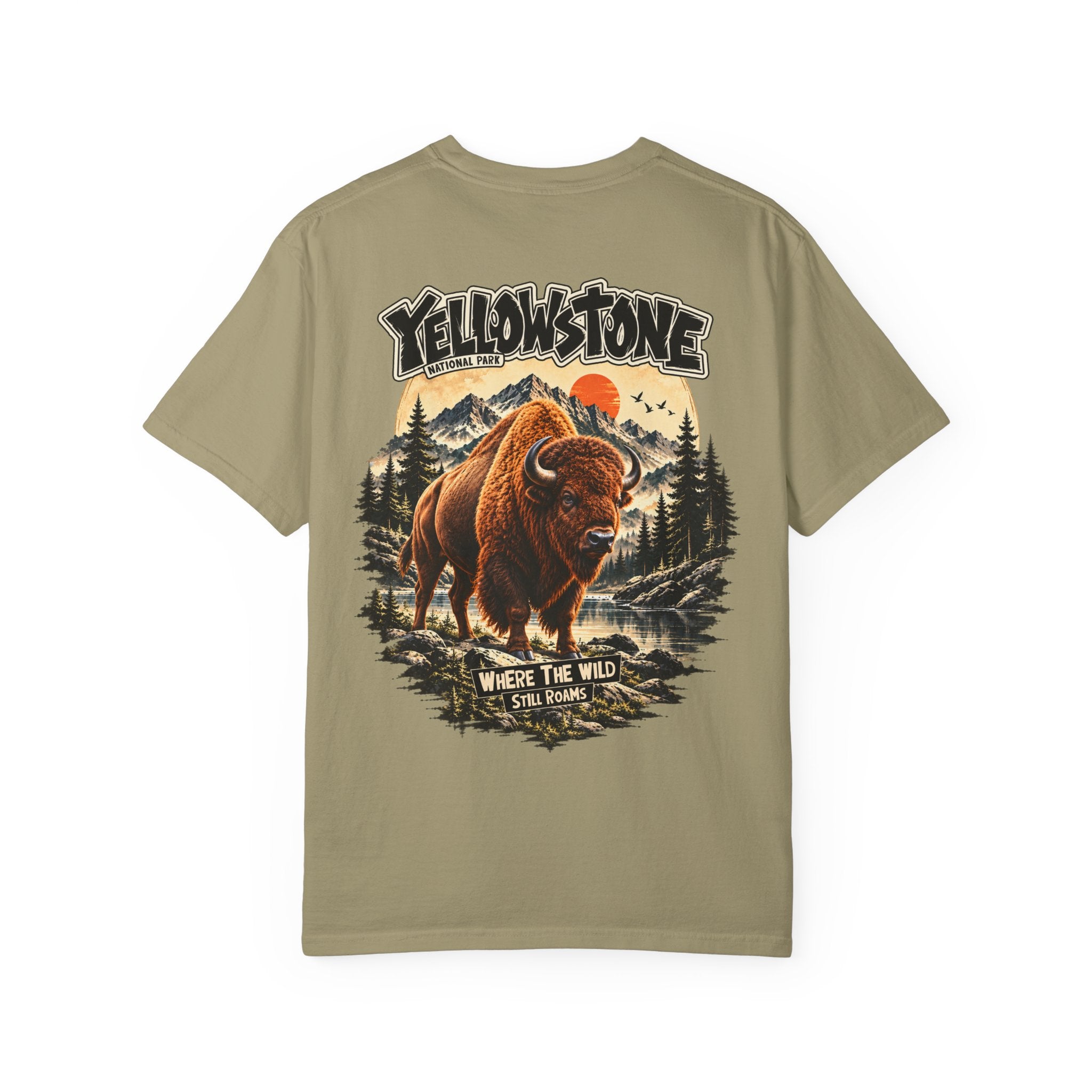 Yellowstone Bison – Where the Wild Still Roams T-Shirt Model1