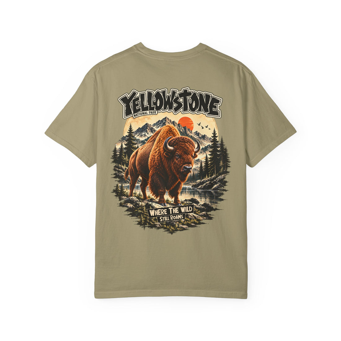 Yellowstone Bison – Where the Wild Still Roams T-Shirt Model1